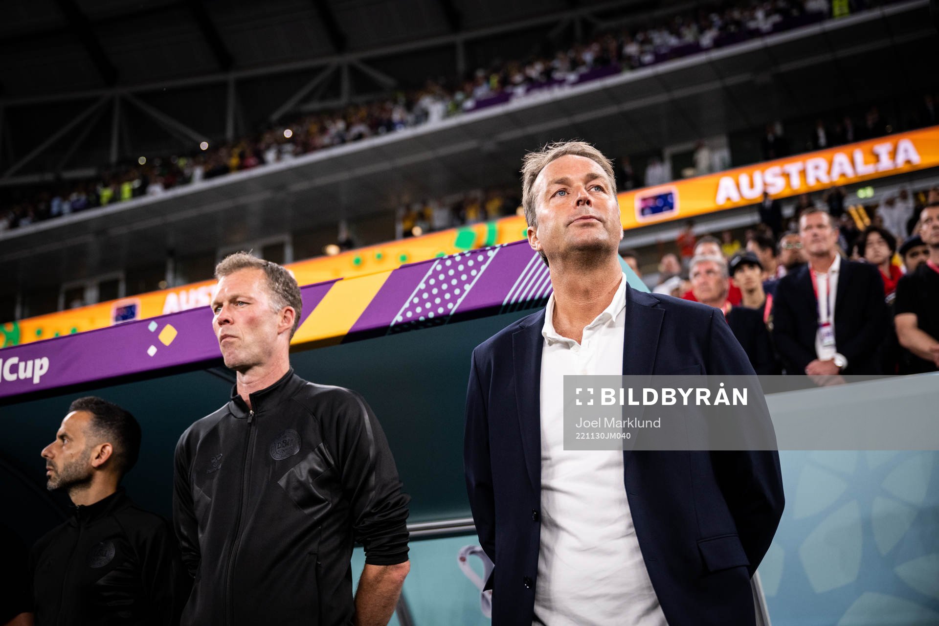 Head coach Kasper Hjulmand of Denmark ahead of the FIFA World Cup 2022 football match between Australia and Denmark on November 30, 2022 in Doha.