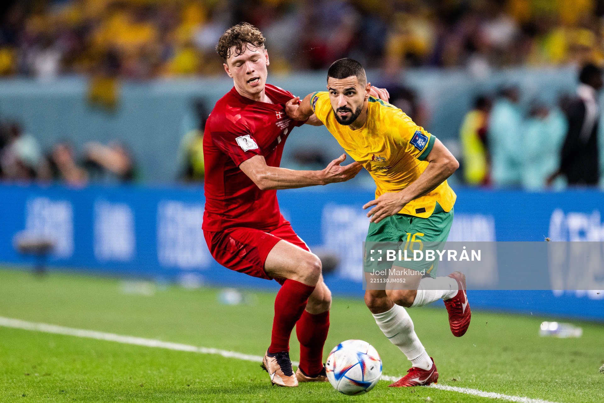 Andreas Skov Olsen of Denmark and Aziz Behich of Australia