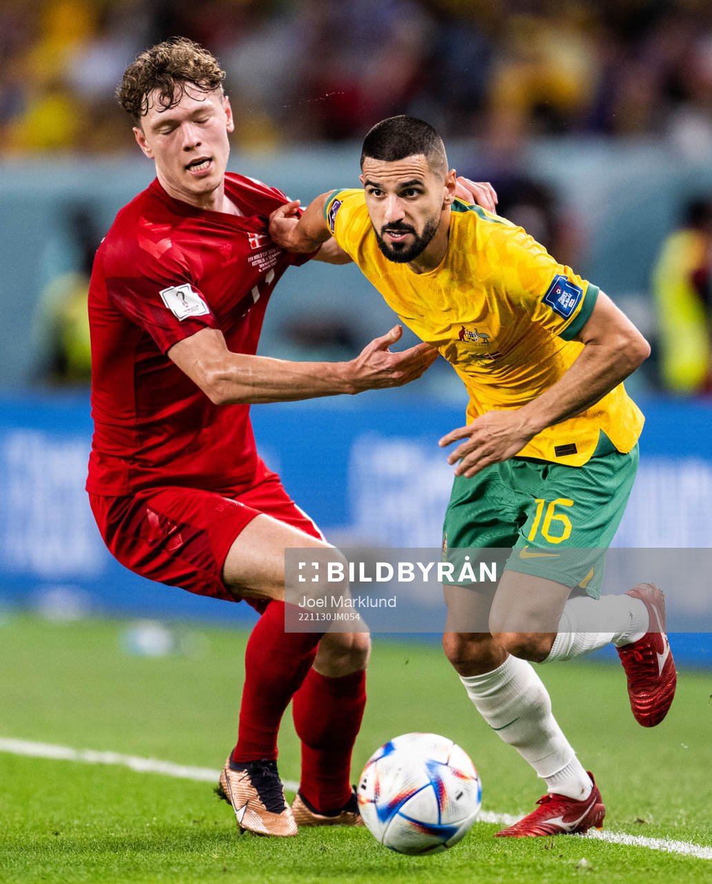 Andreas Skov Olsen of Denmark and Aziz Behich of Australia
