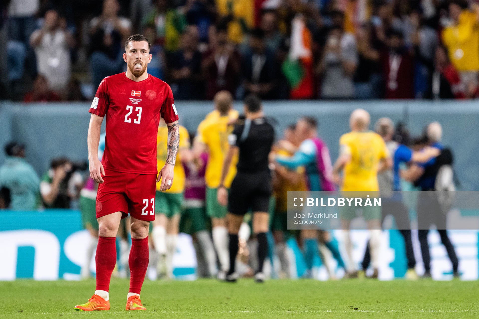 Pierre-Emile Højbjerg of Denmark looks dejected
