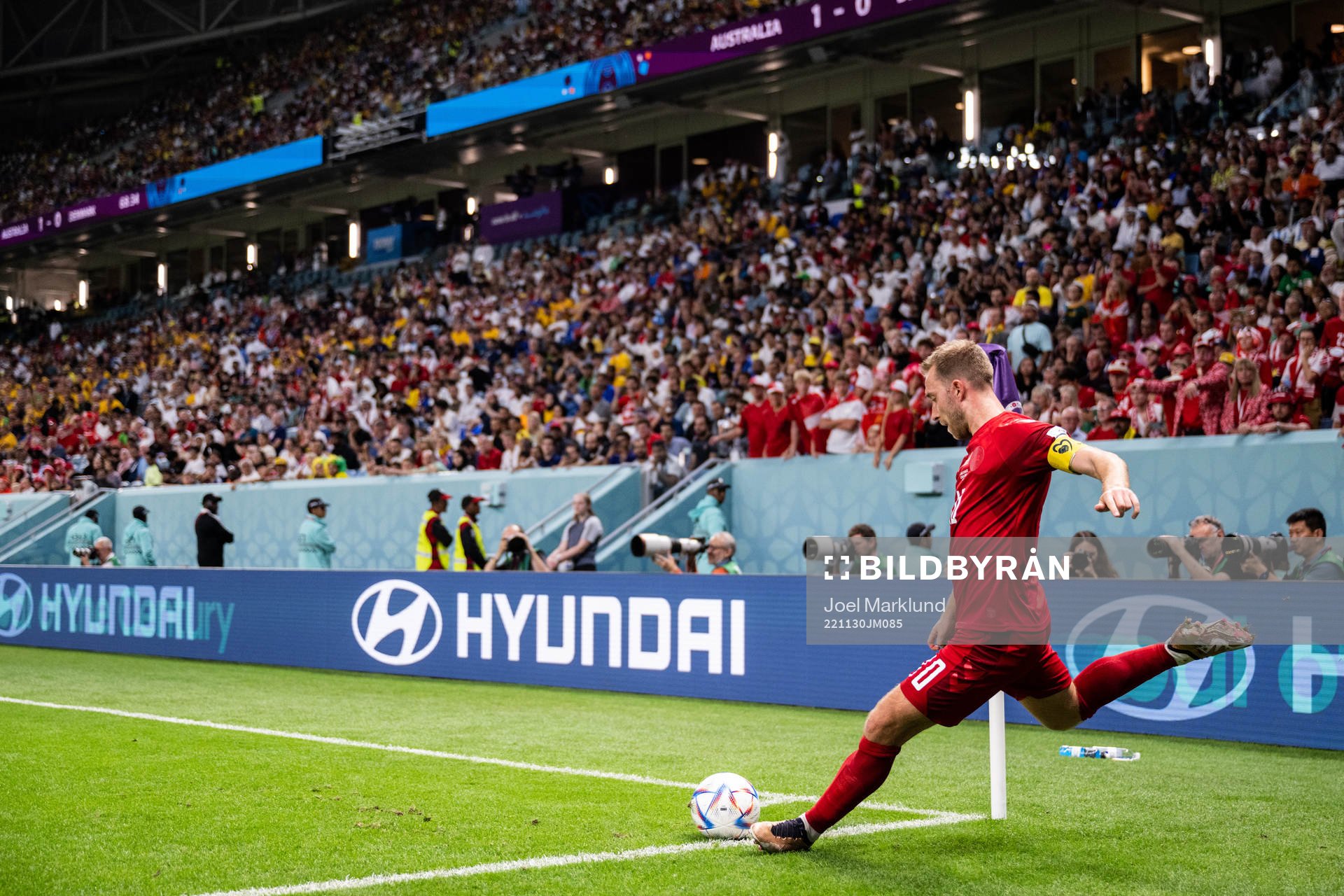 Christian Eriksen of Denmark with a corner kick