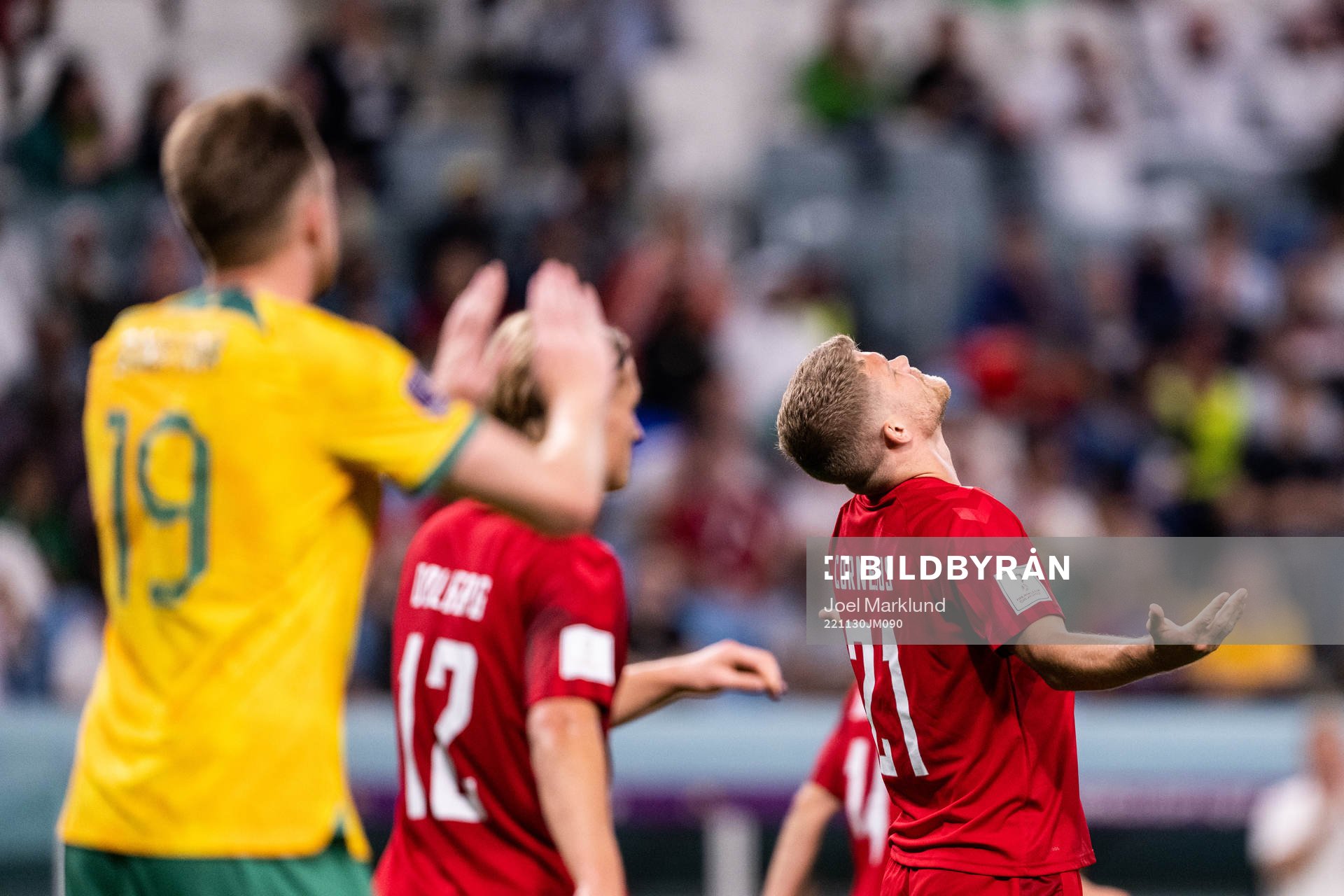 Andreas Cornelius of Denmark looks dejected