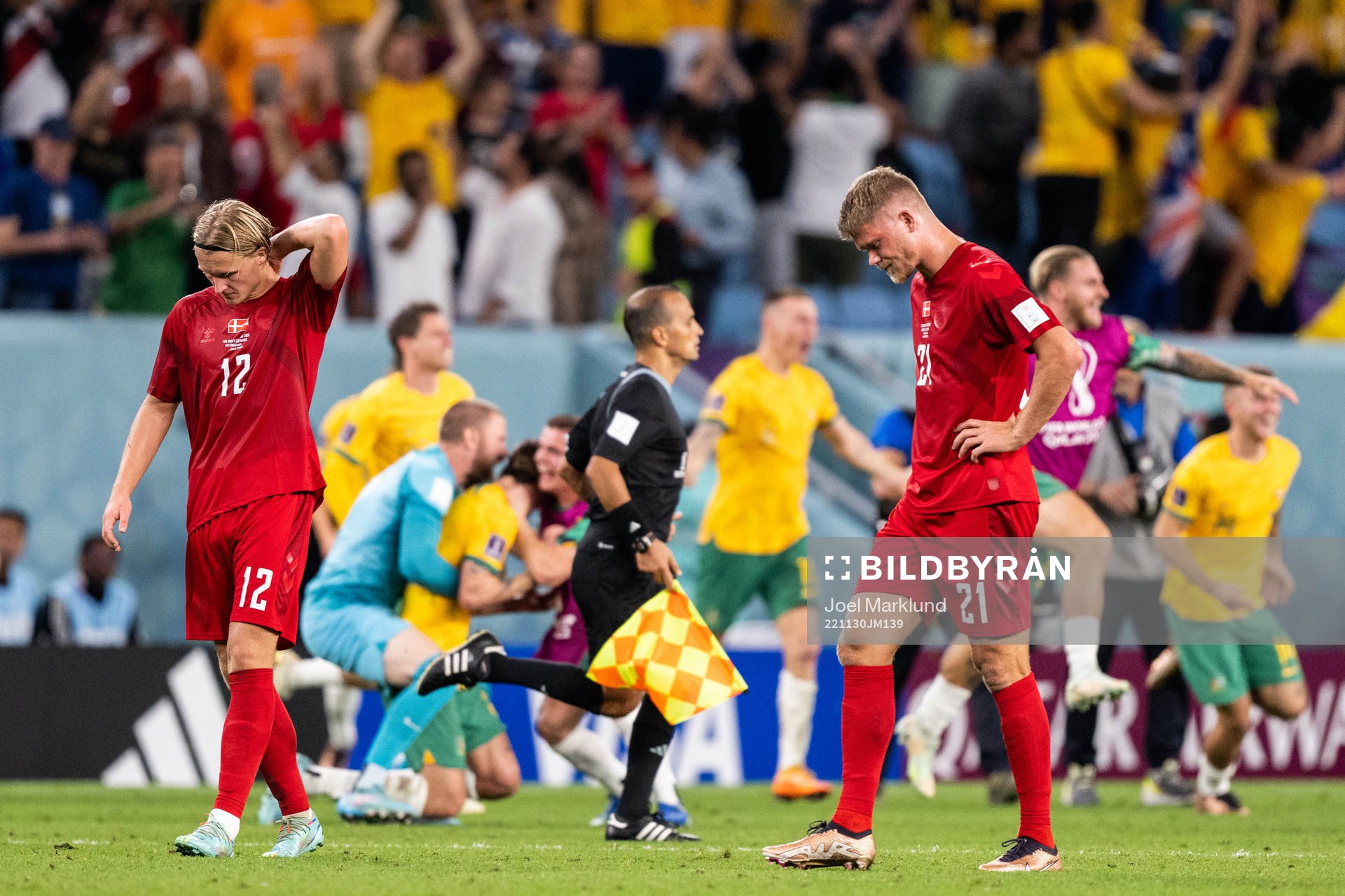Kasper Dolberg and Andreas Cornelius of Denmark looks