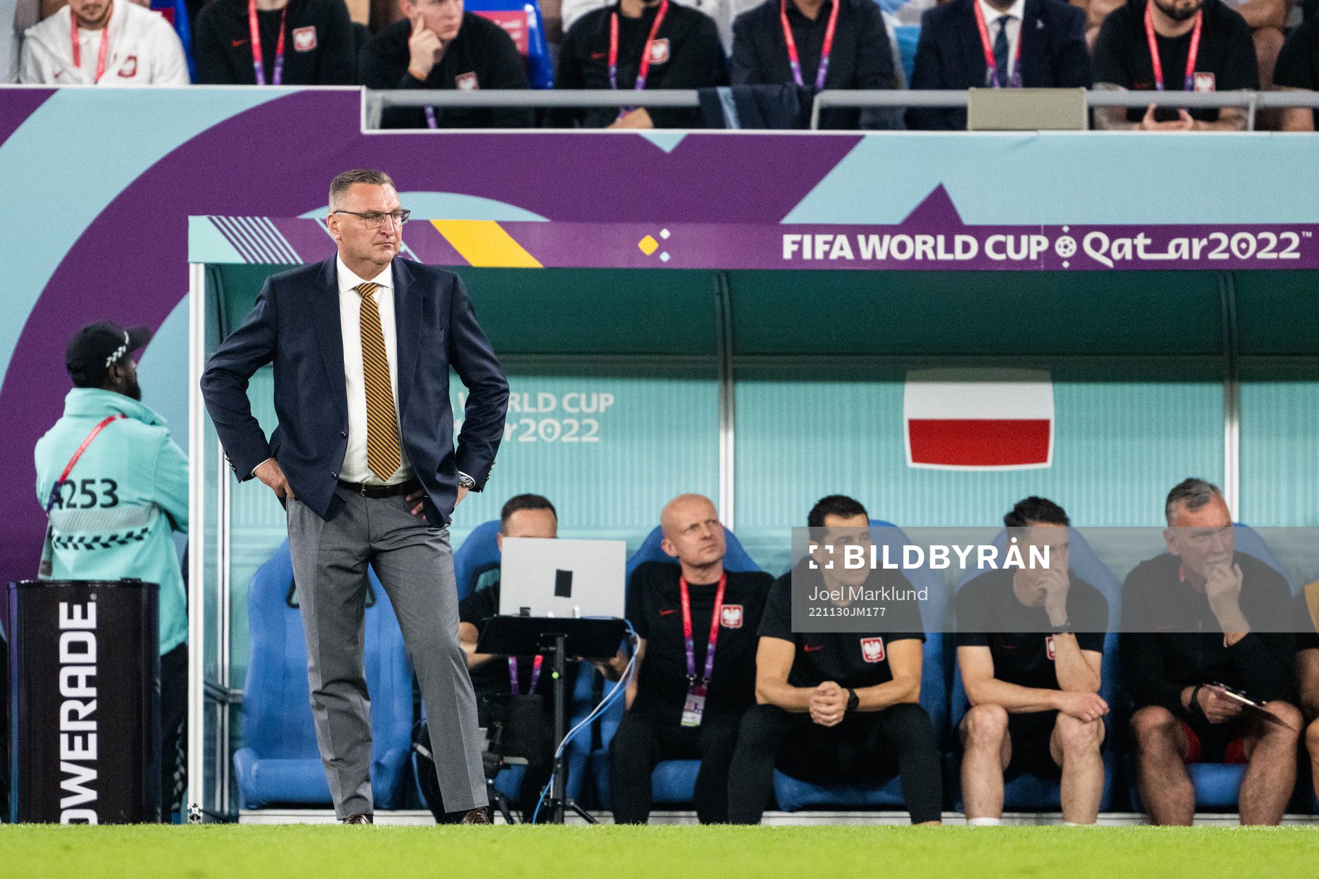 Head coach Czeslaw Michniewicz of Poland during the FIFA World Cup 2022 football match between Poland and Argentina on November 30, 2022 in Doha.
