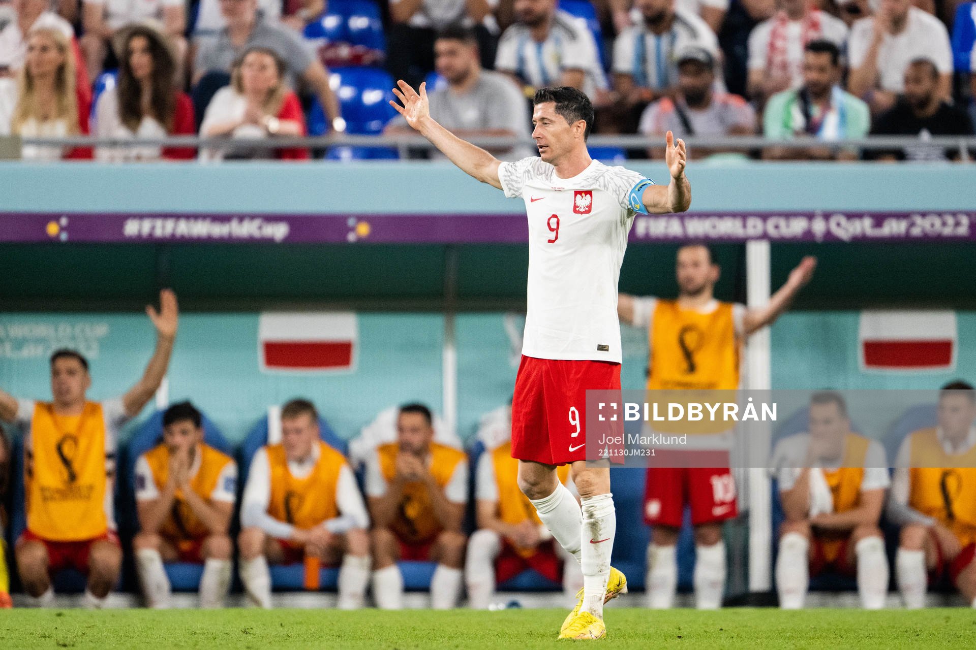Robert Lewandowski of Poland looks dejected