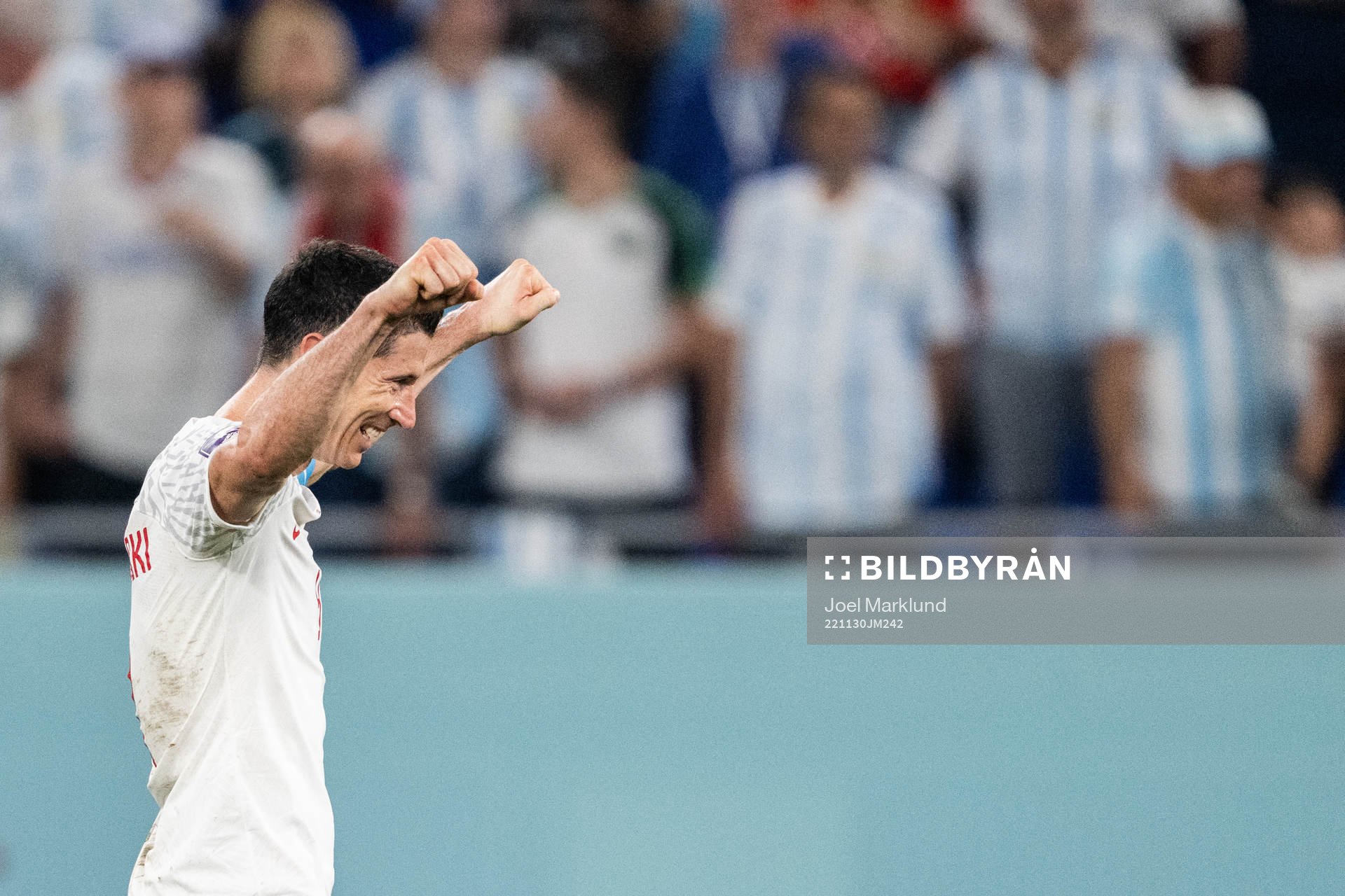 Robert Lewandowski of Poland celebrates