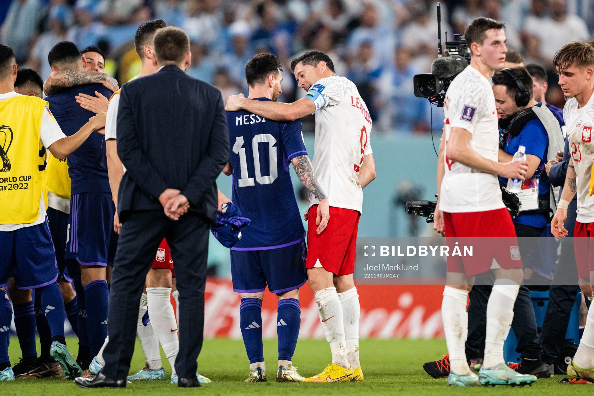 Lionel Messi of Argentina and Robert Lewandowski of Poland