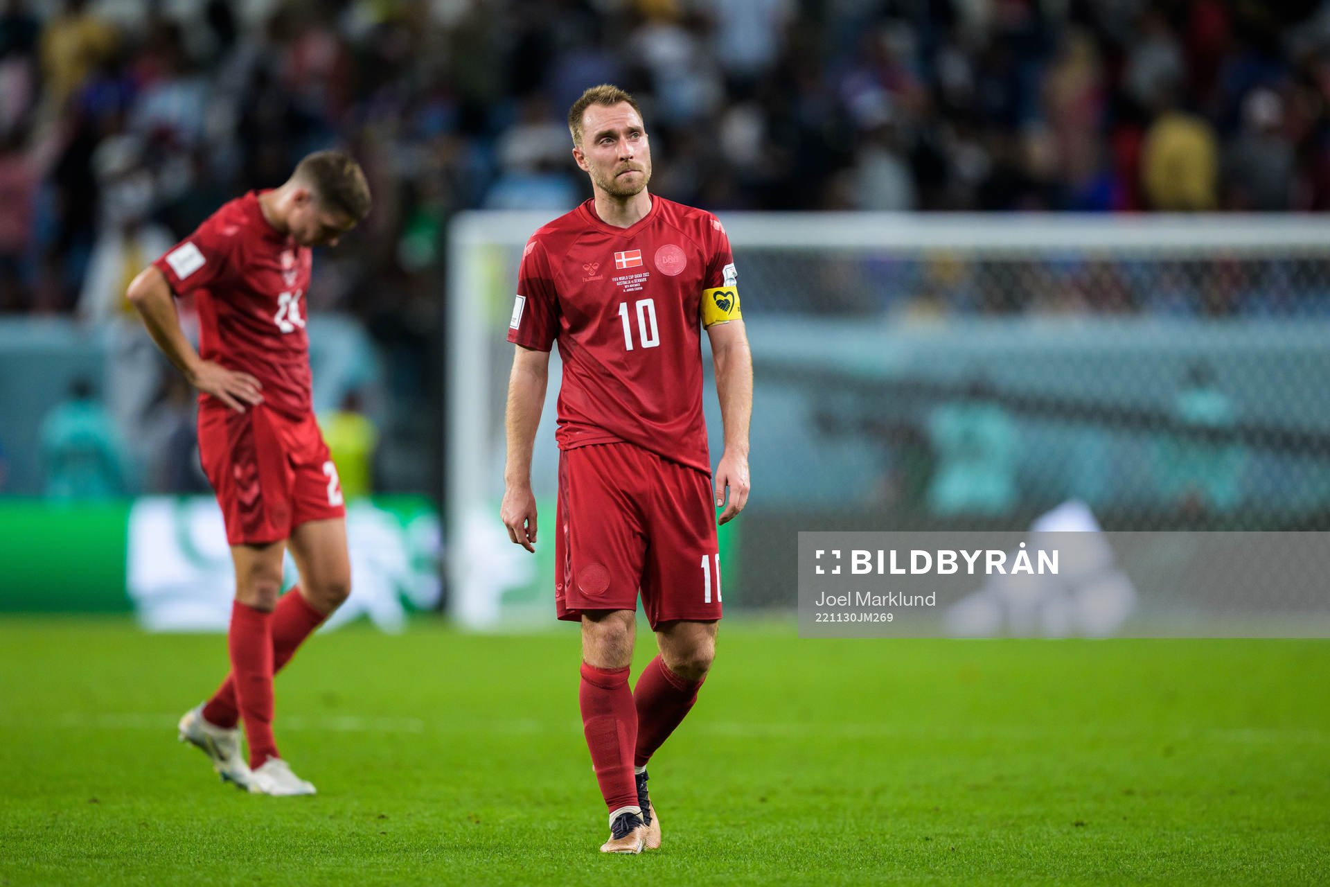 Christian Eriksen of Denmark looks dejected