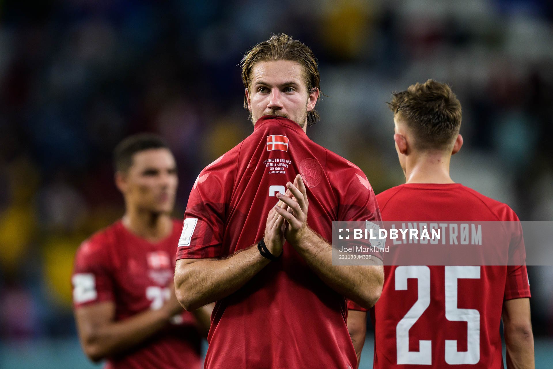 Joachim Andersen of Denmark looks dejected