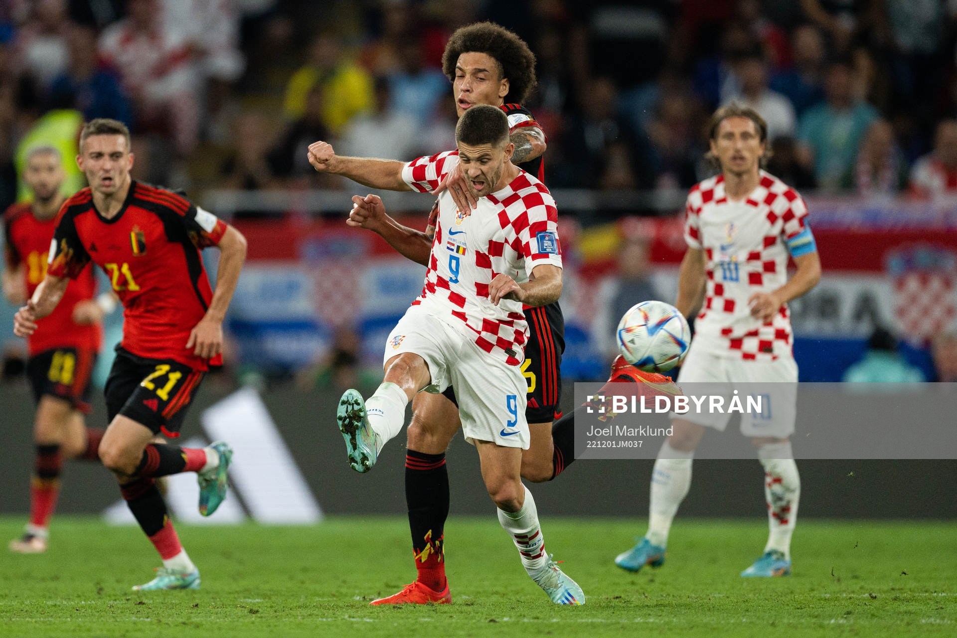 Axel Witsel of Belgium and Andrej Kramaric of Croatia