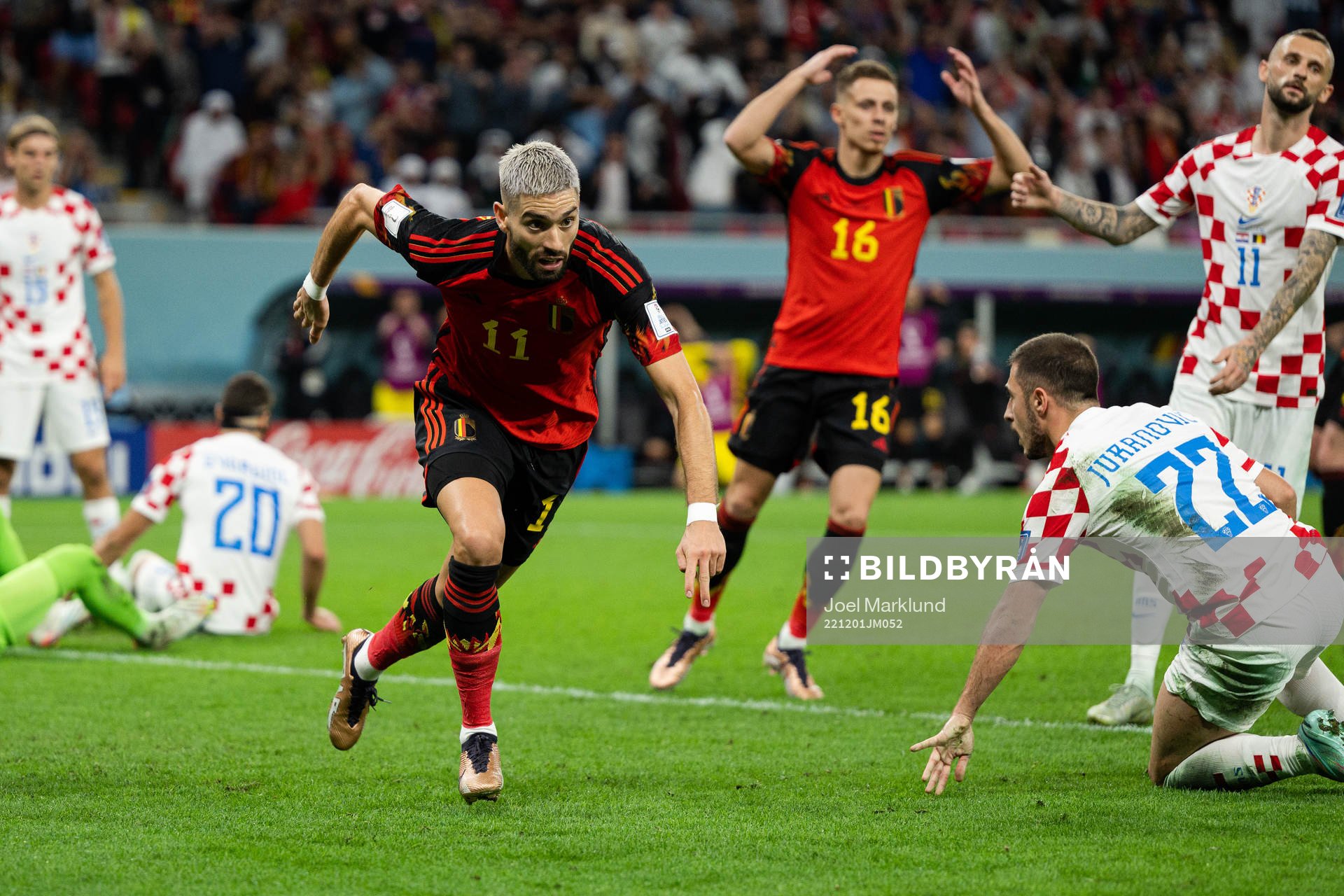 Yannick Carrasco of Belgium during the FIFA World Cup 2022 football match between Croatia and Belgium on December 1, 2022 in Doha.
