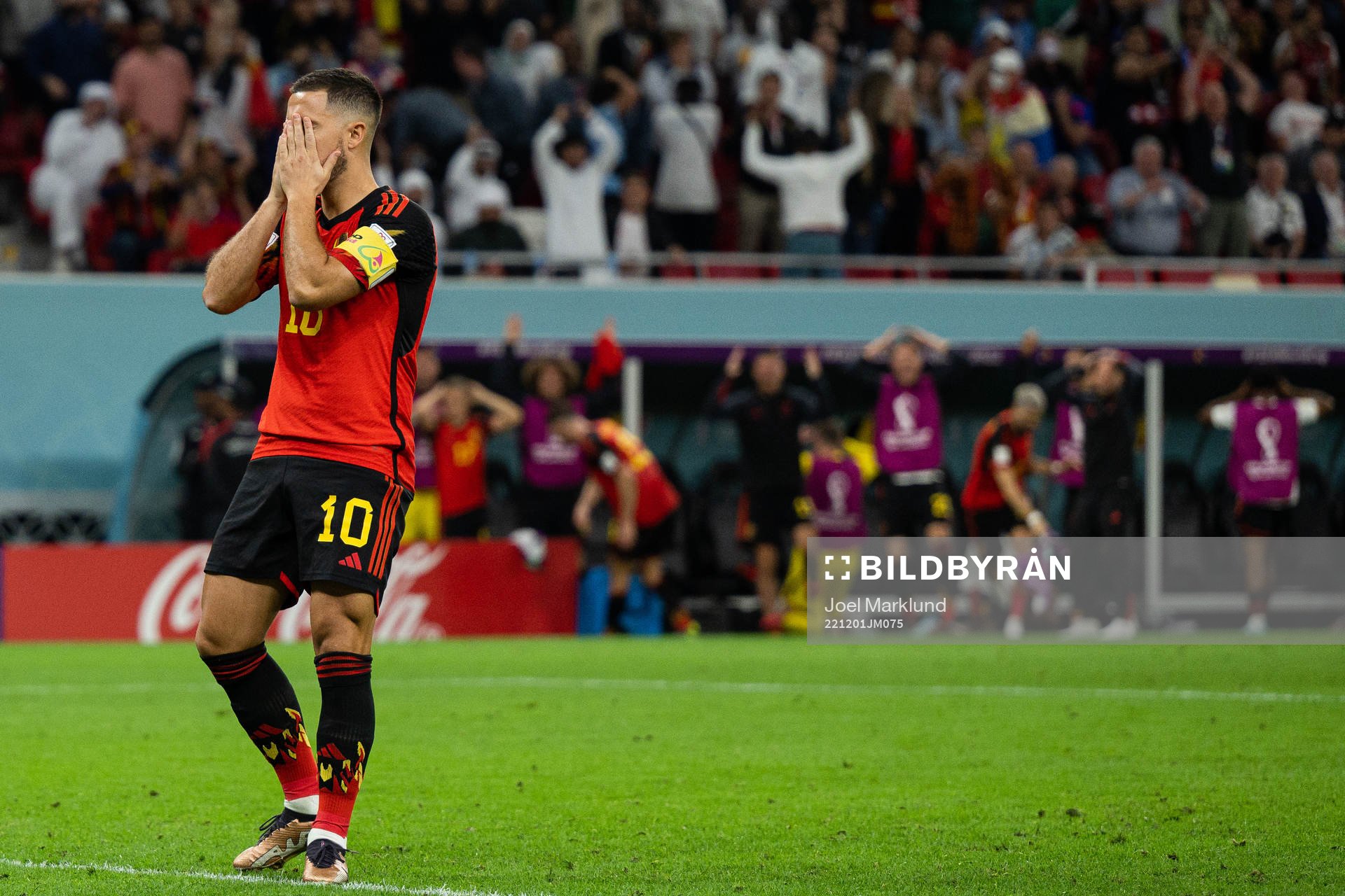 Eden Hazard of Belgium looks dejected