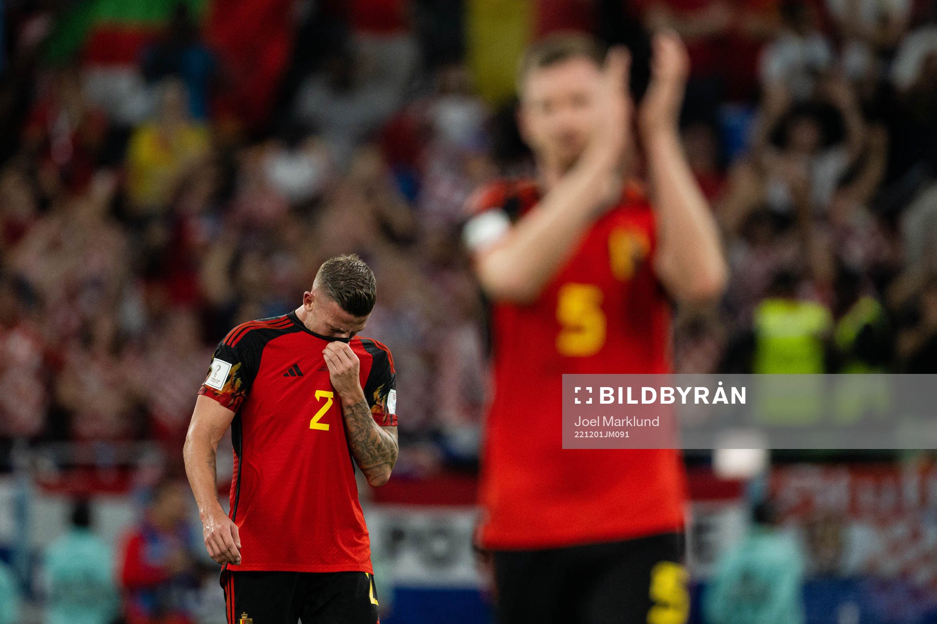 Toby Alderweireld of Belgium looks dejected