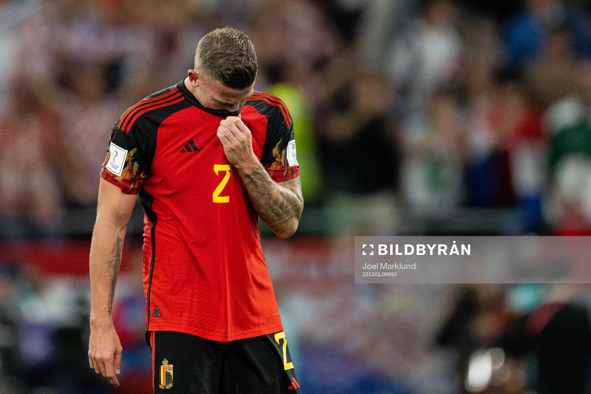 Toby Alderweireld of Belgium looks dejected