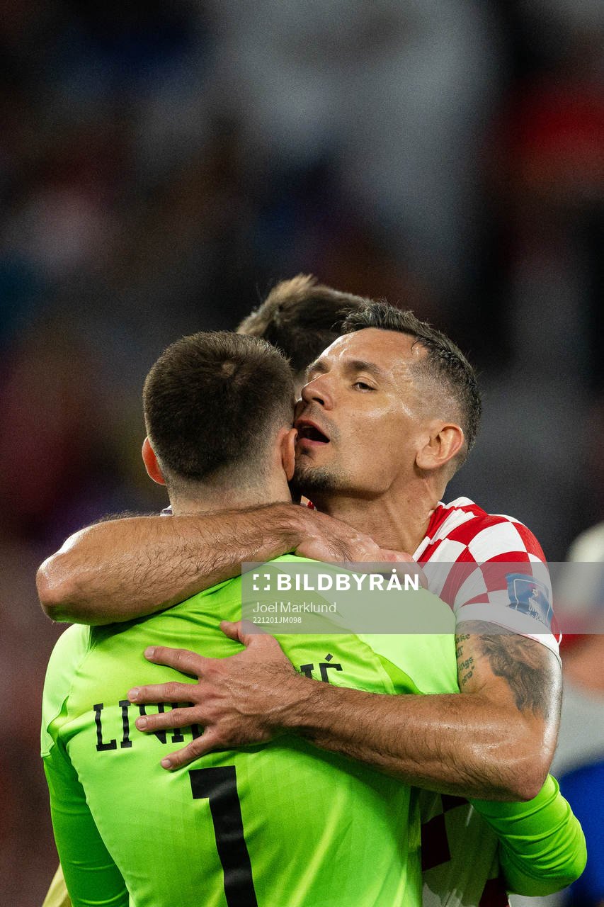 goalkeeper Dominik Livakovic and Dejan Lovren of Croatia