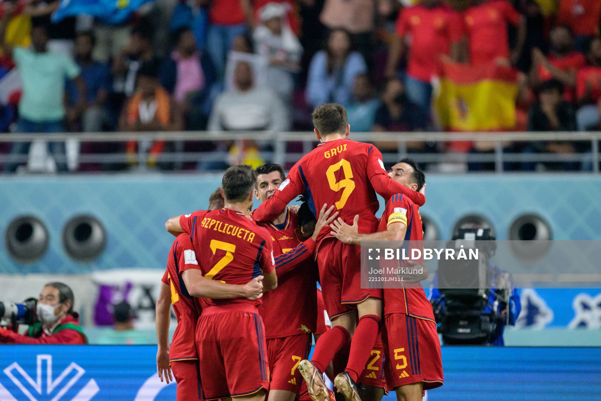 Alvaro Morata of Spain celebrate with teammates