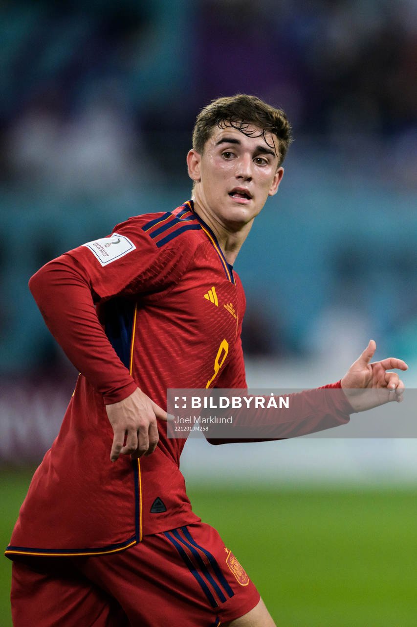 Gavi of Spain during the FIFA World Cup 2022 football match between Japan and Spain on December 1, 2022 in Doha.