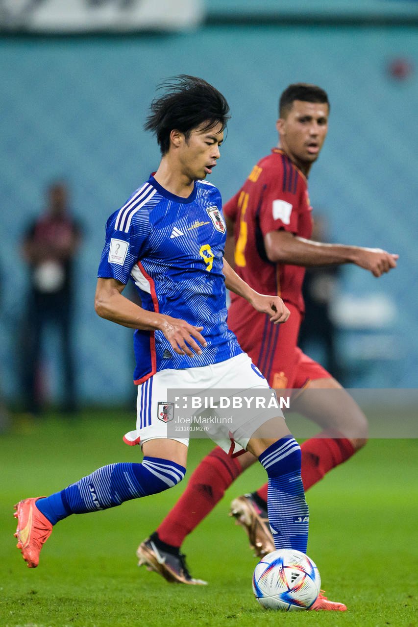 Kaoru Mitoma of Japan during the FIFA World Cup 2022 football match between Japan and Spain on December 1, 2022 in Doha.