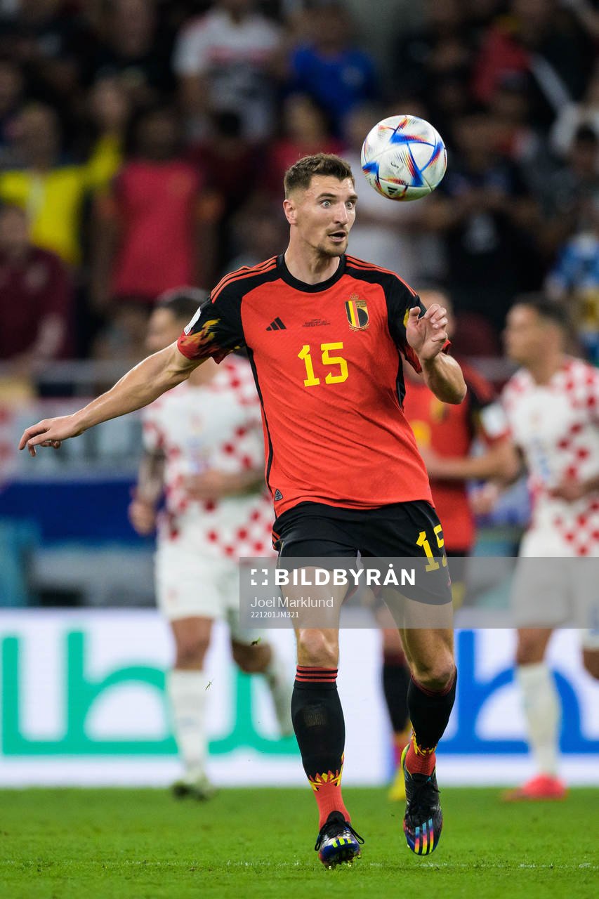 Thomas Meunier of Belgium during the FIFA World Cup 2022 football match between Croatia and Belgium on December 1, 2022 in Doha.