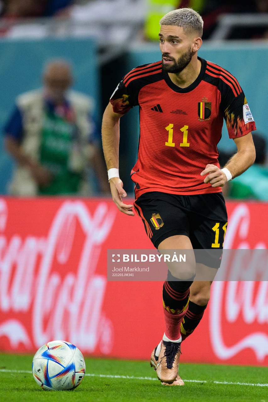 Yannick Carrasco of Belgium during the FIFA World Cup 2022 football match between Croatia and Belgium on December 1, 2022 in Doha.