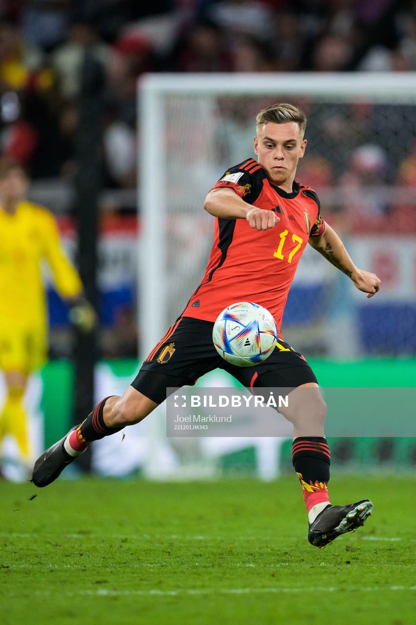 Leandro Trossard of Belgium during the FIFA World Cup 2022 football match between Croatia and Belgium on December 1, 2022 in Doha. 