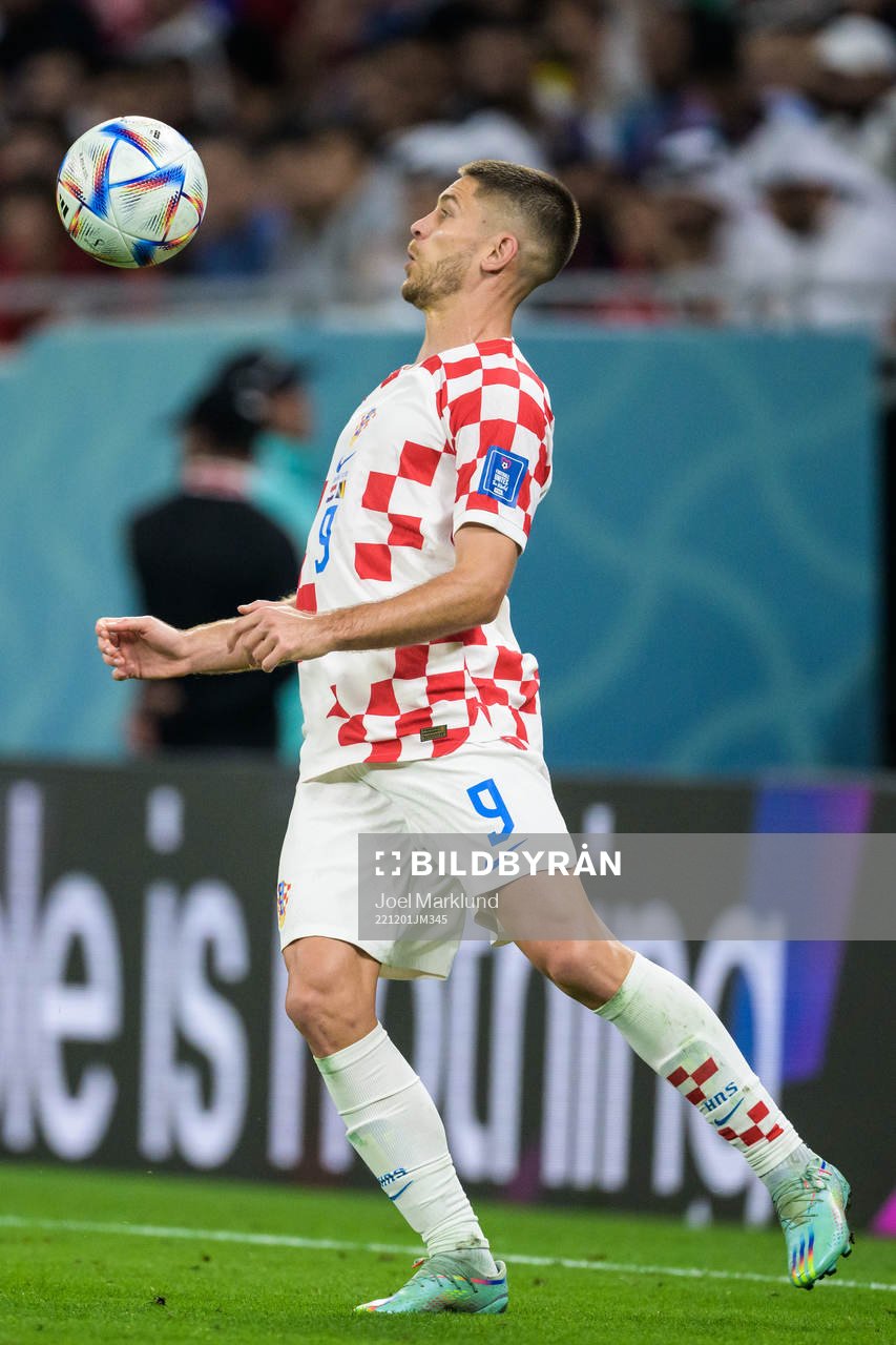 Andrej Kramaric of Croatia during the FIFA World Cup 2022 football match between Croatia and Belgium on December 1, 2022 in Doha.