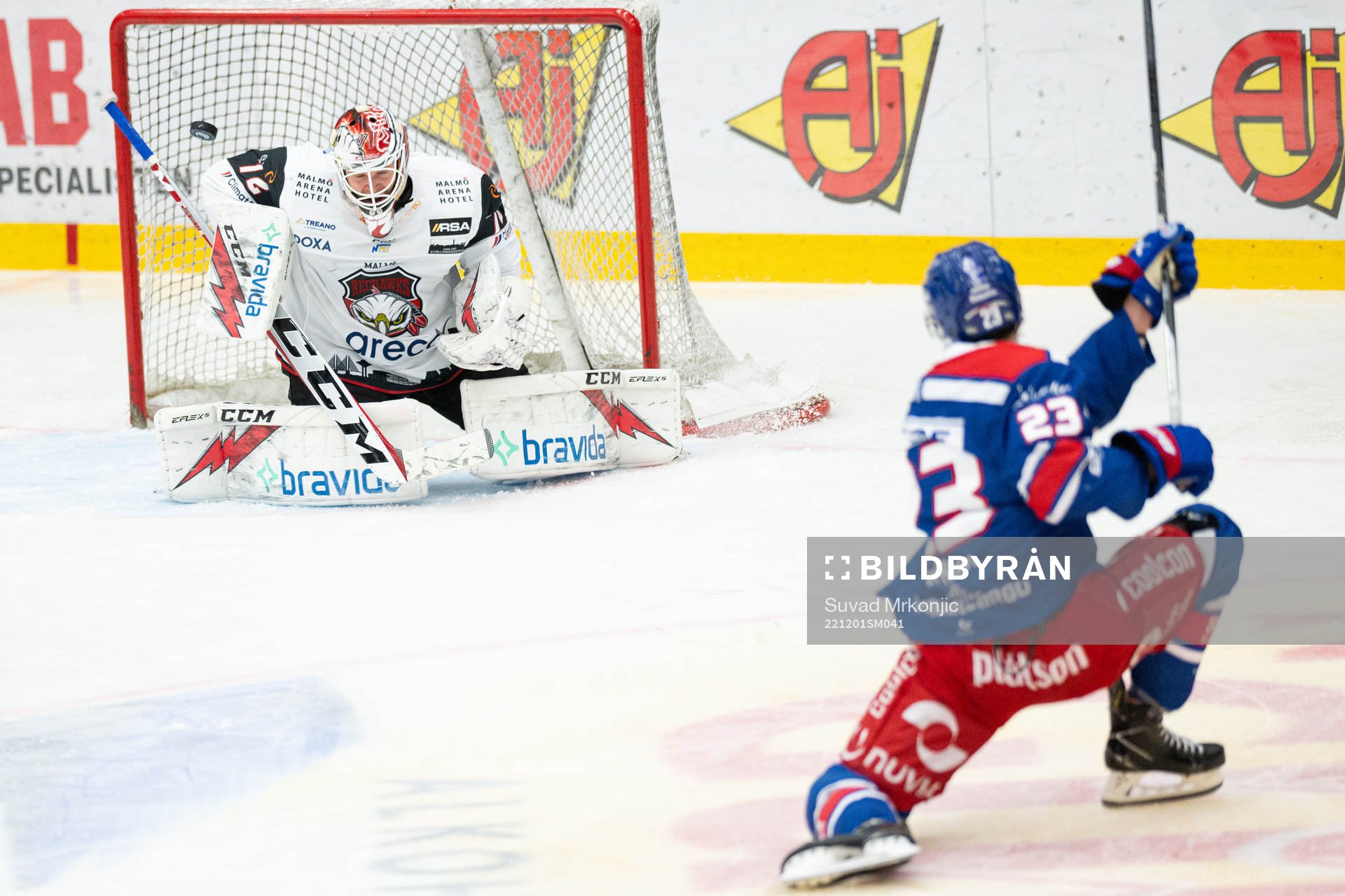 Malmö Redhawks målvakt Daniel Marmenlind och Oskarshamns