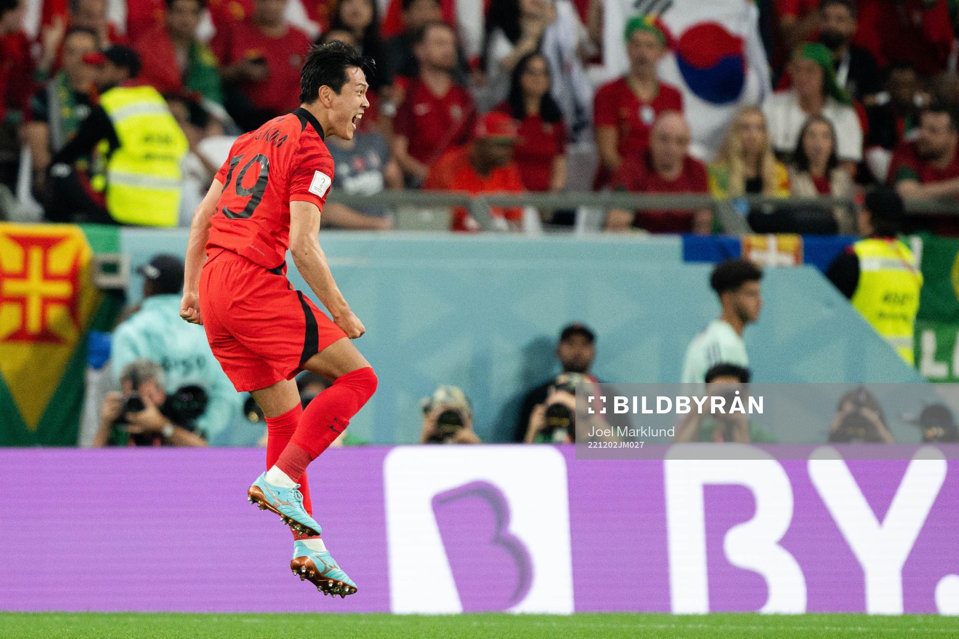 Younggwon Kim of South Korea celebrates the 1-1 goal