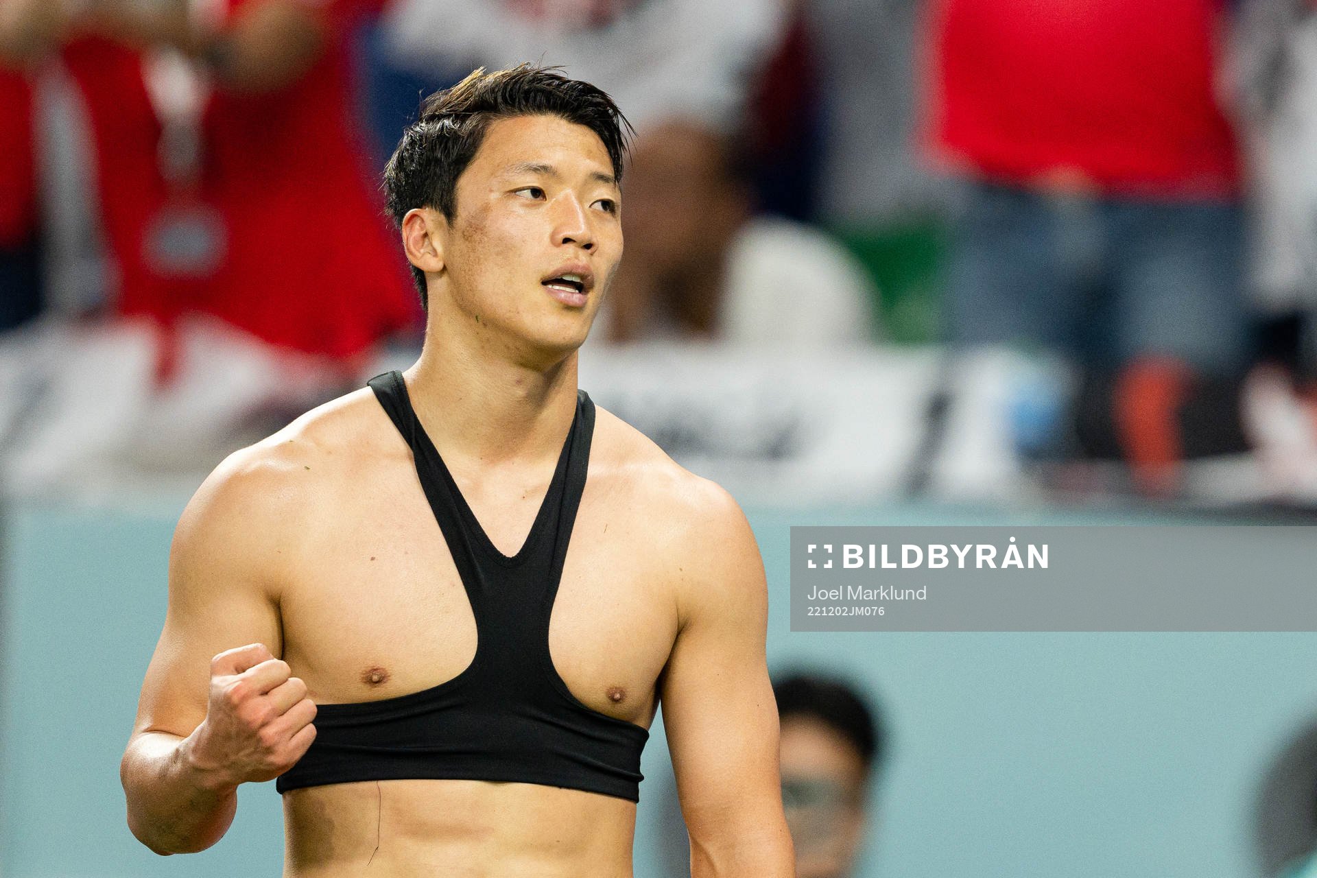 Heechan Hwang of South Korea celebrates the 2-1 goal