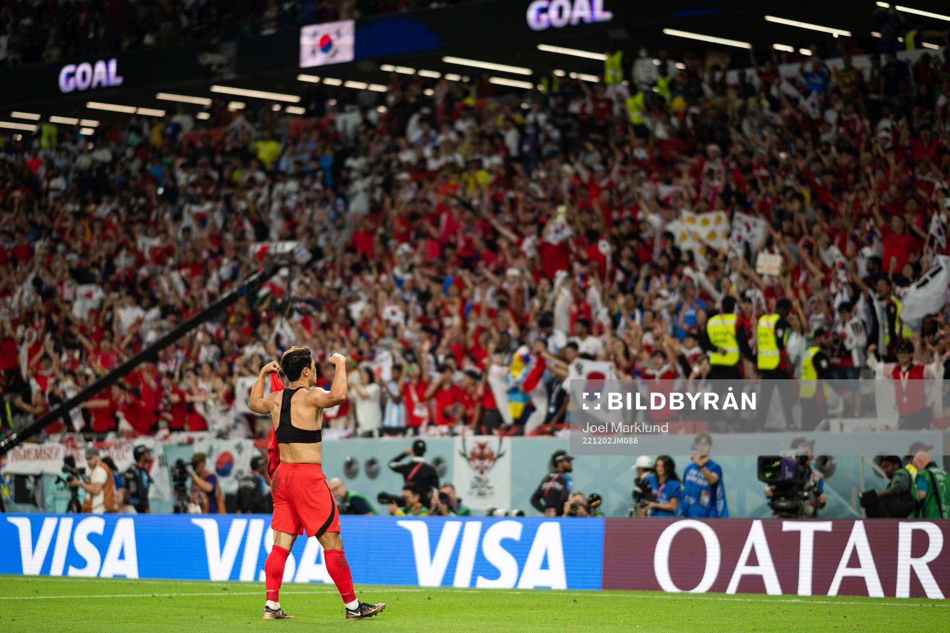 Heechan Hwang of South Korea celebrates the 2-1 goal