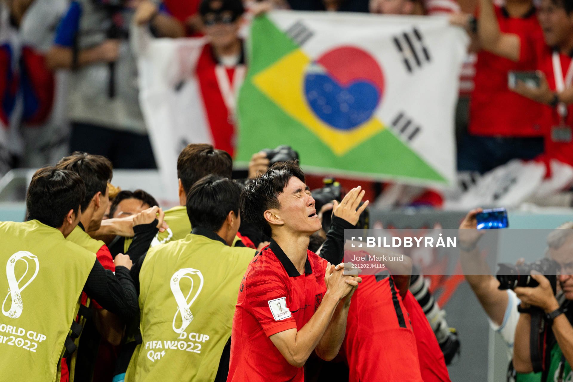 Inbeom Hwang of South Korea celebrates the 2-1 goal by