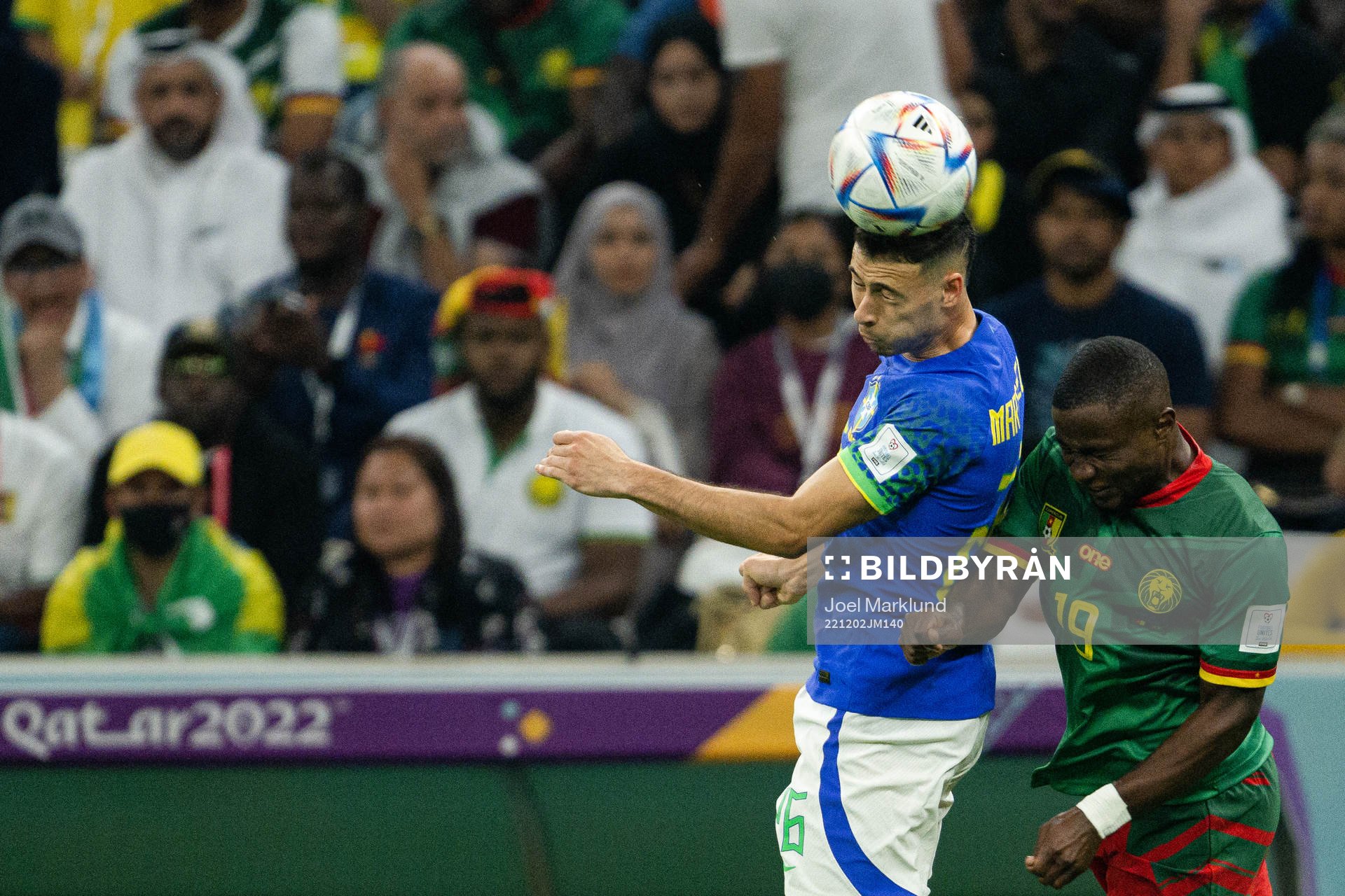 Gabriel Martinelli of Brazil and Collins Fai of Cameroon
