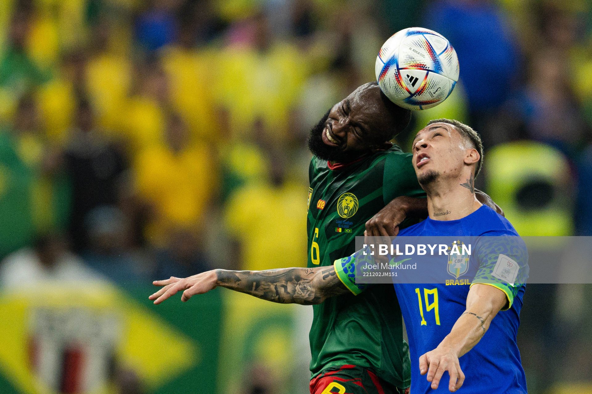 Nicolas Moumi Ngamaleu of Cameroon and Antony of Brazil