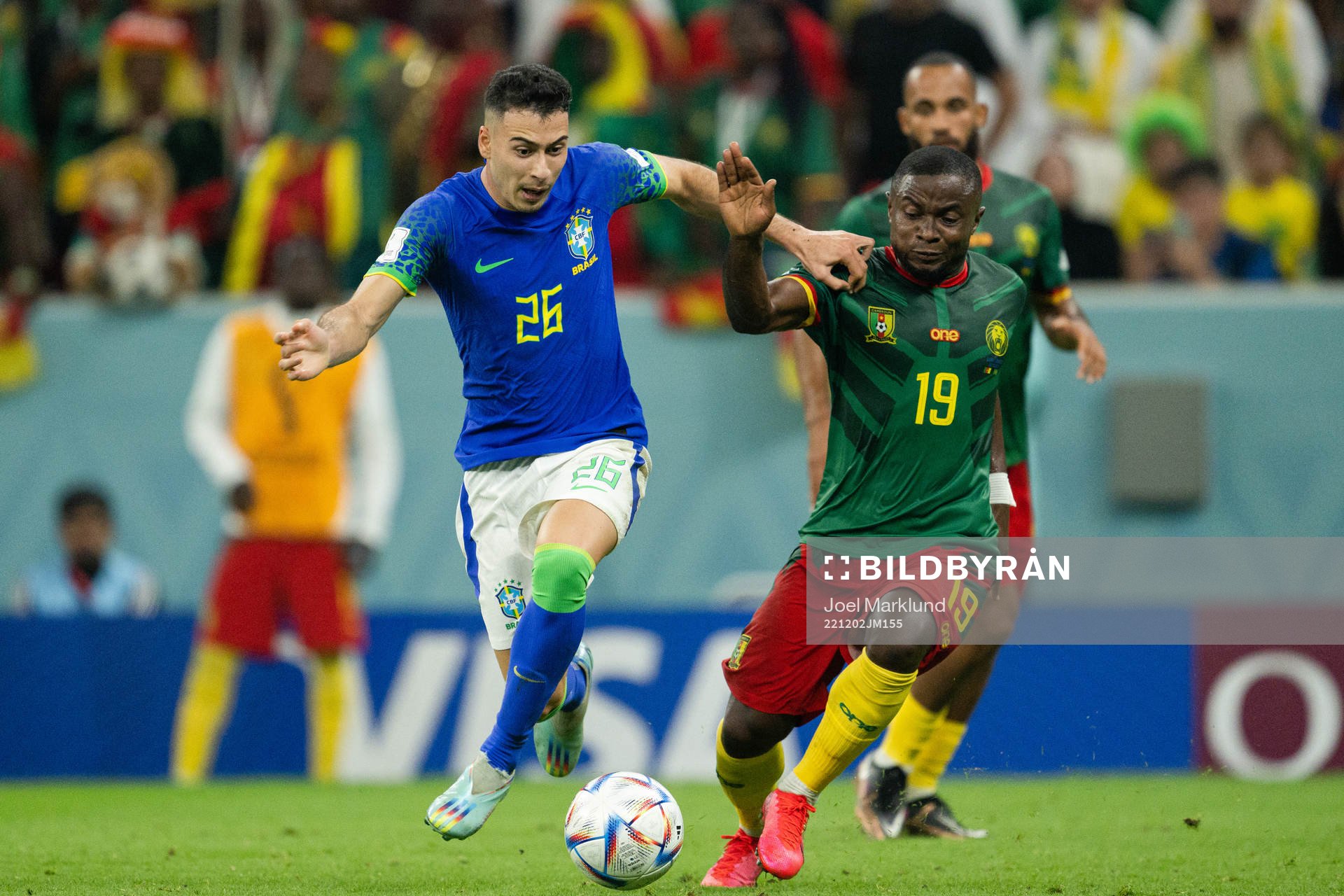 Gabriel Martinelli of Brazil and Collins Fai of Cameroon