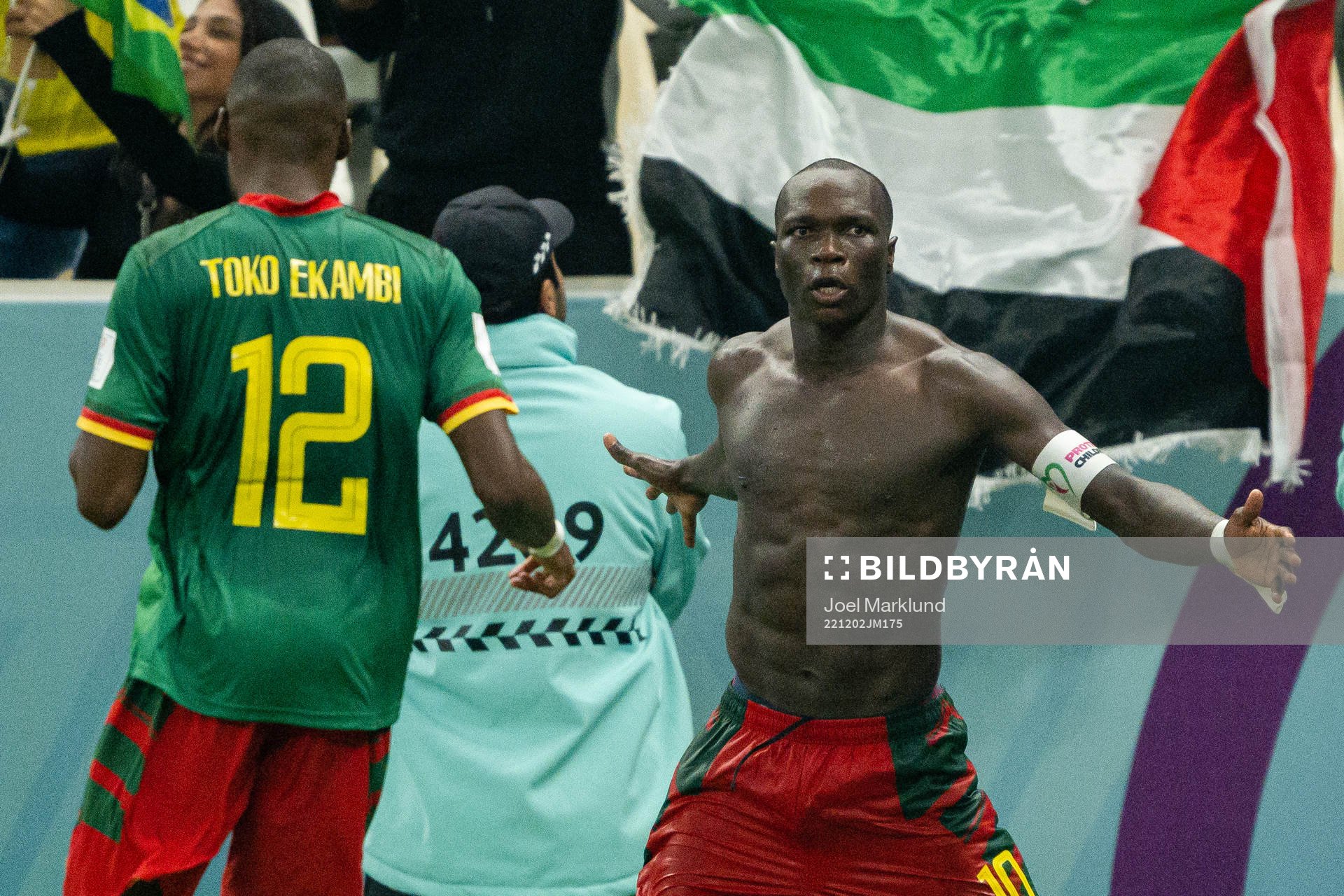 Vincent Aboubakar of Cameroon celebrates te 1-0 goal