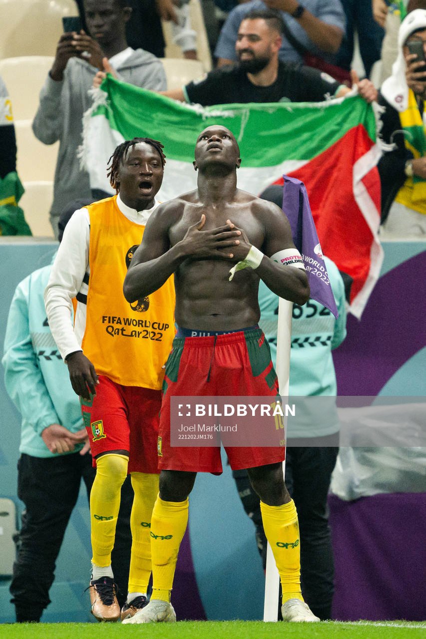 Vincent Aboubakar of Cameroon celebrates te 1-0 goal
