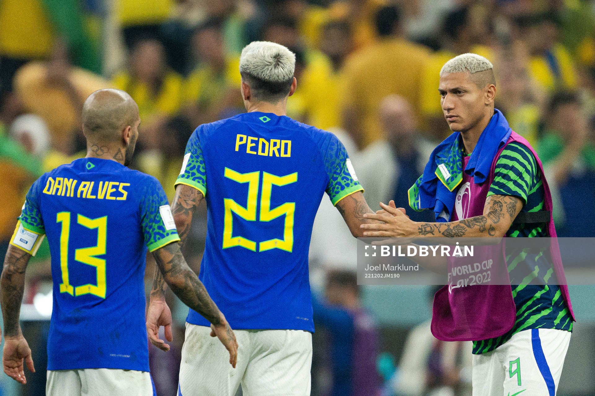 Dani Alves, Pedro and Richarlison of Brazil