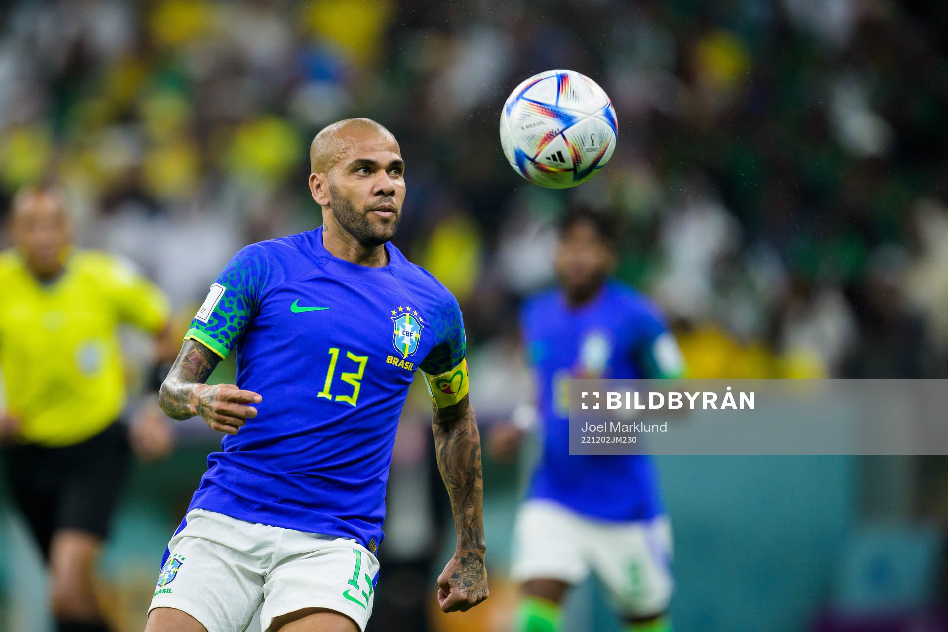 Dani Alves of Brazil during the FIFA World Cup 2022 football match between Cameroon and Brazil on December 2, 2022 in Doha. 