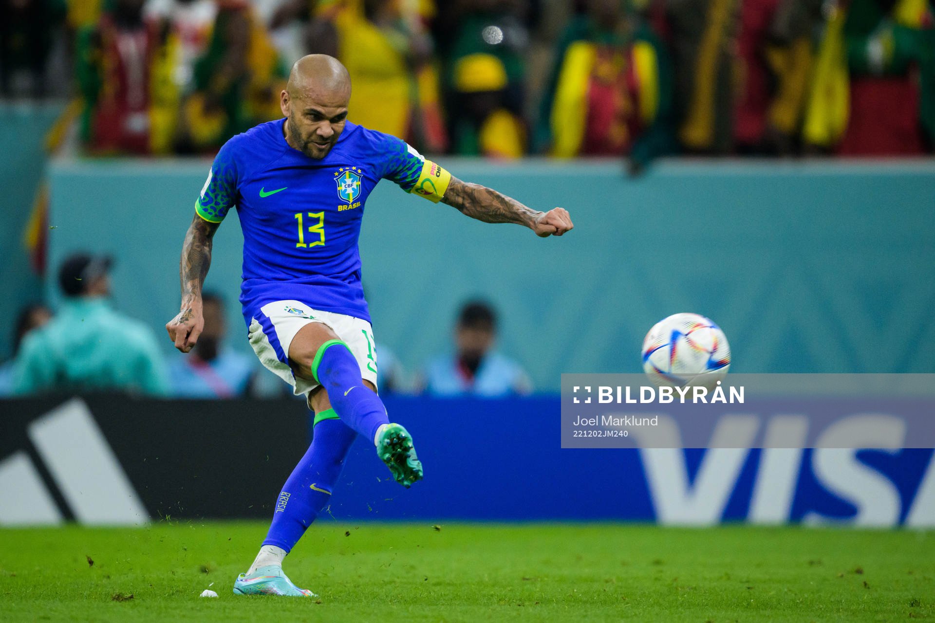 Dani Alves of Brazil during the FIFA World Cup 2022 football match between Cameroon and Brazil on December 2, 2022 in Doha.