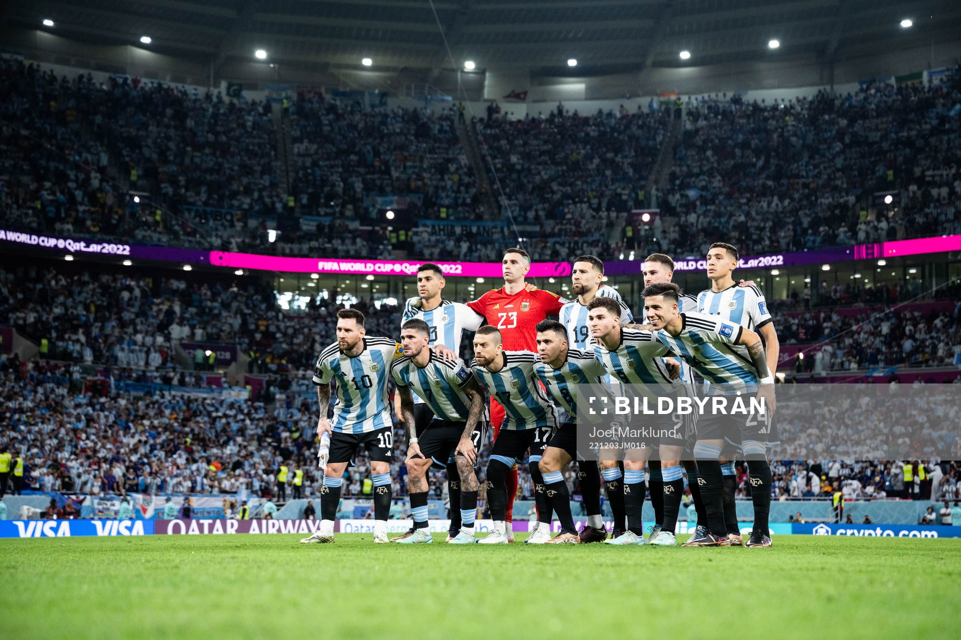 The starting eleven of Argentina ahead of the FIFA World Cup 2022 round of 16 football match between Argentina and Australia on December 3, 2022 in Doha. 