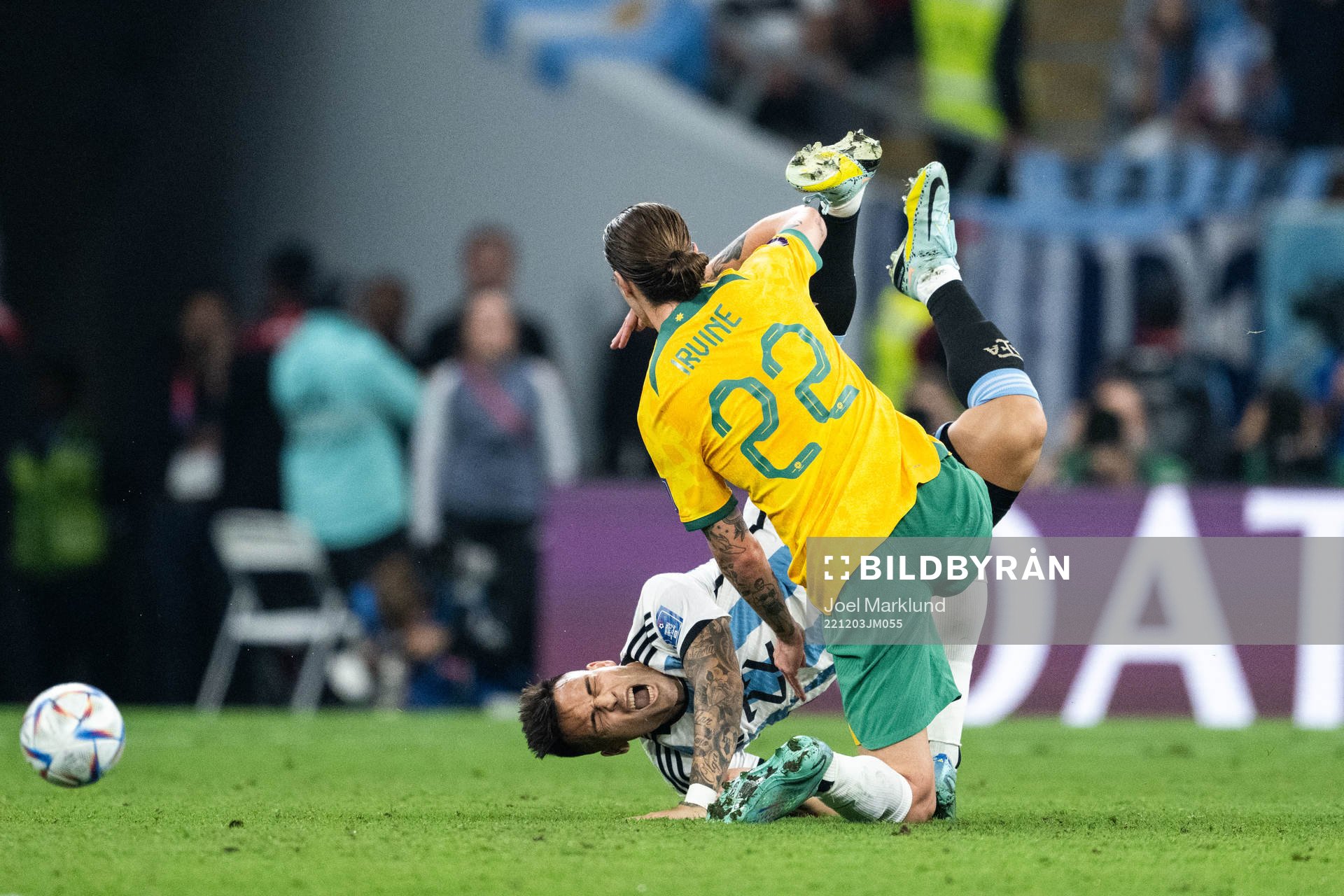 Lautaro Martinez of Argentina and Jackson Irvine of