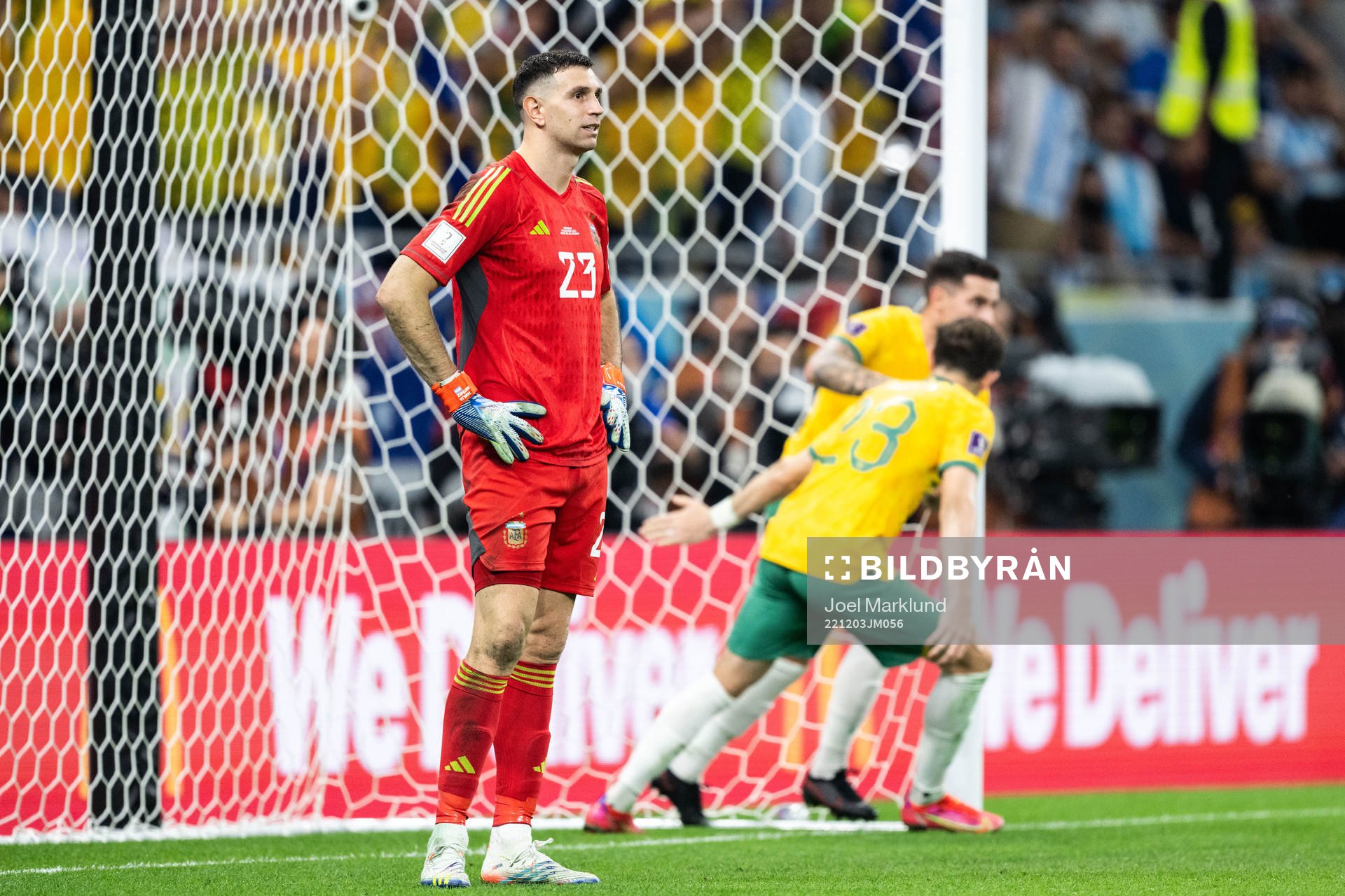 Goalkeeper Emiliano Martinez of Argentina looks dejected