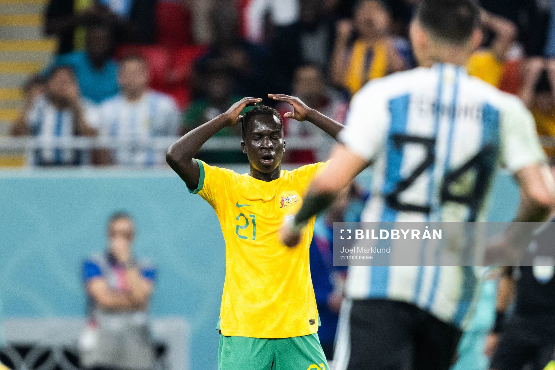 Garang Kuol of Australia looks dejected