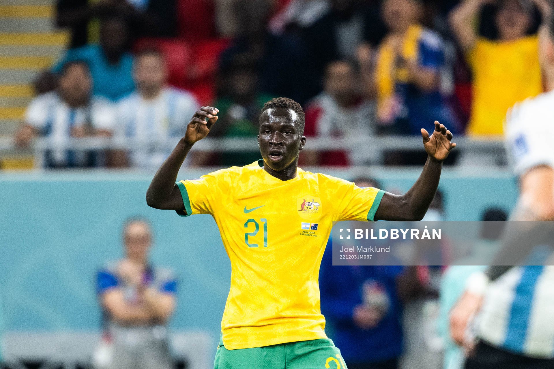 Garang Kuol of Australia looks dejected