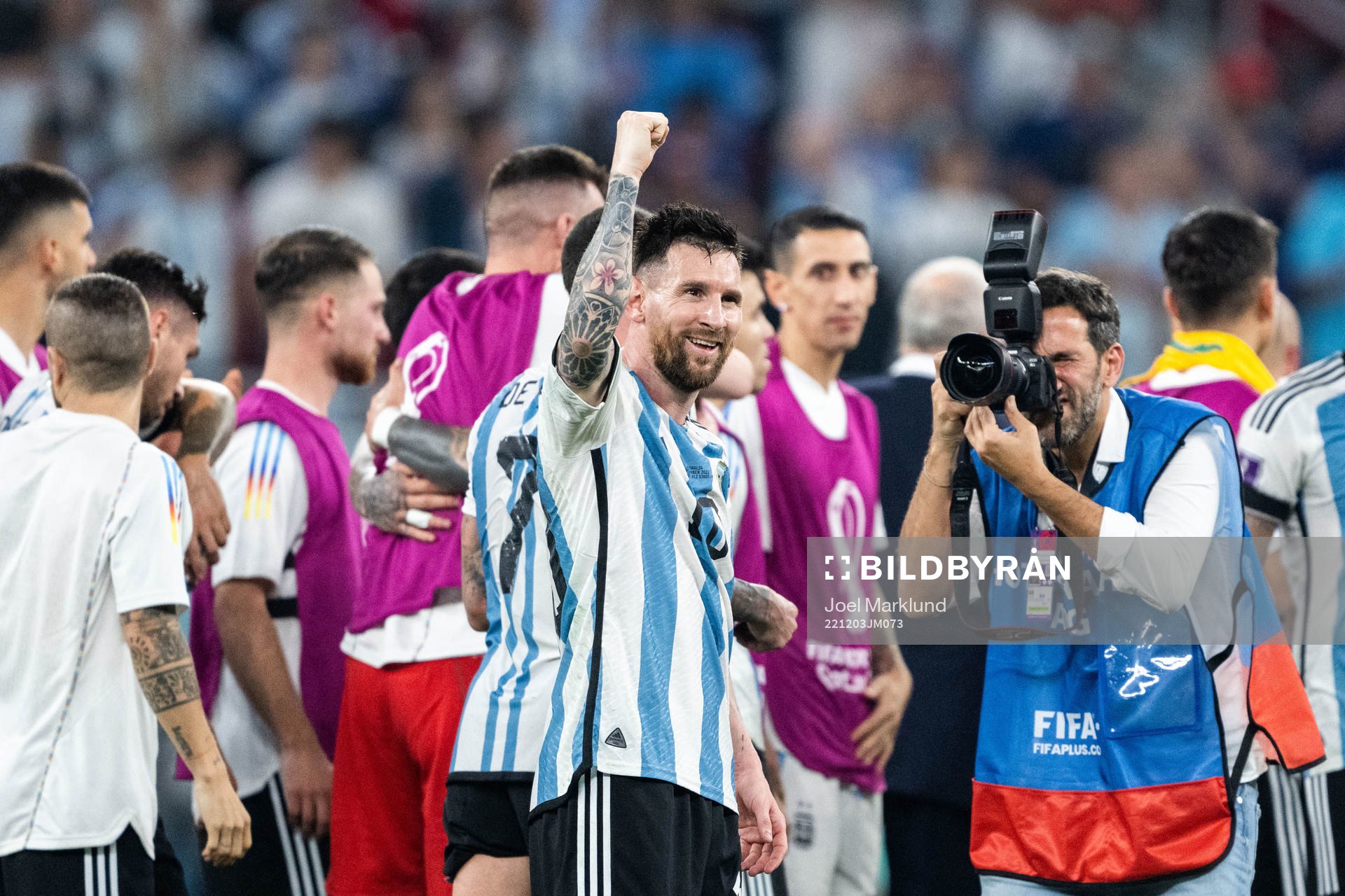Lionel Messi of Argentina celebrates after the FIFA World Cup 2022 round of 16 football match between Argentina and Australia on December 3, 2022 in Doha.