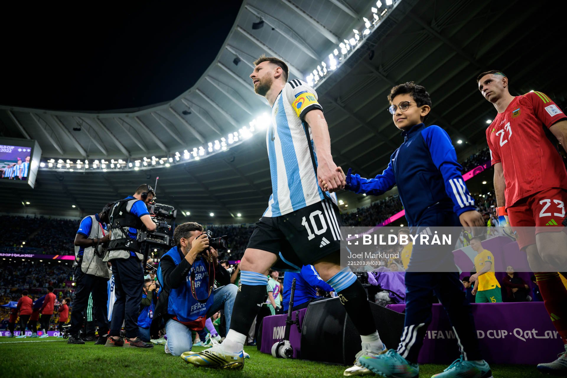 Lionel Messi of Argentina enters the pitch for the FIFA