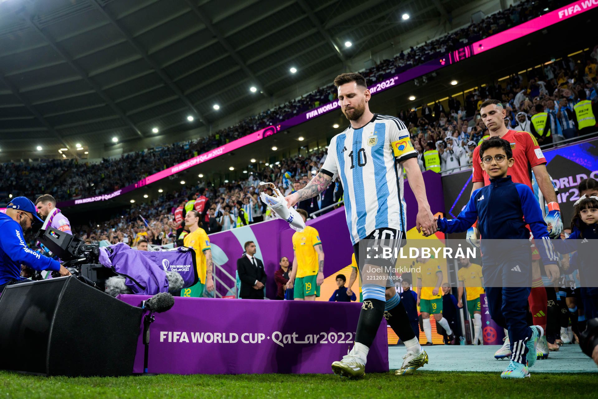 Lionel Messi of Argentina enters the pitch for the FIFA