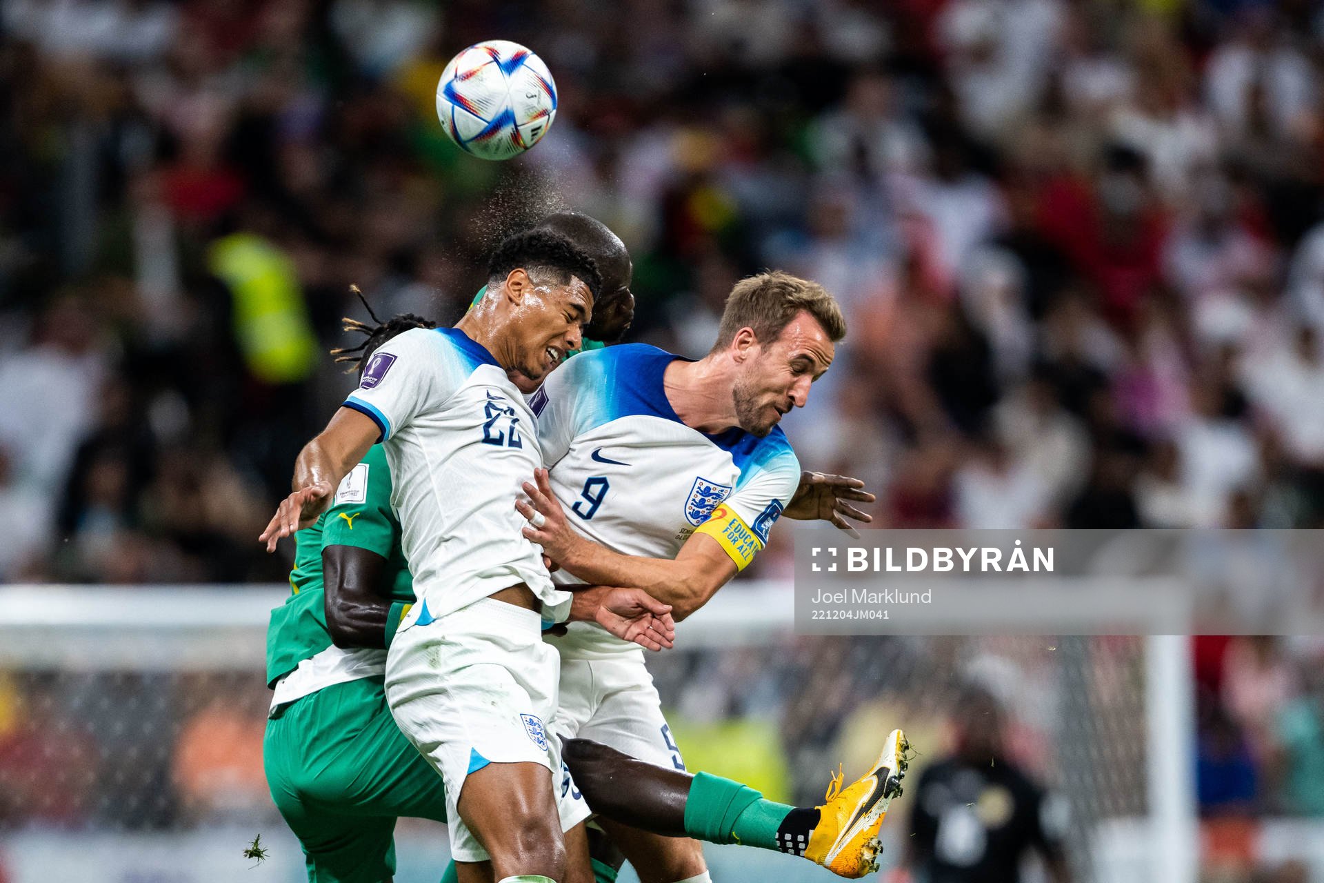 Jude Bellingham and Harry Kane of England and Pathe Ciss