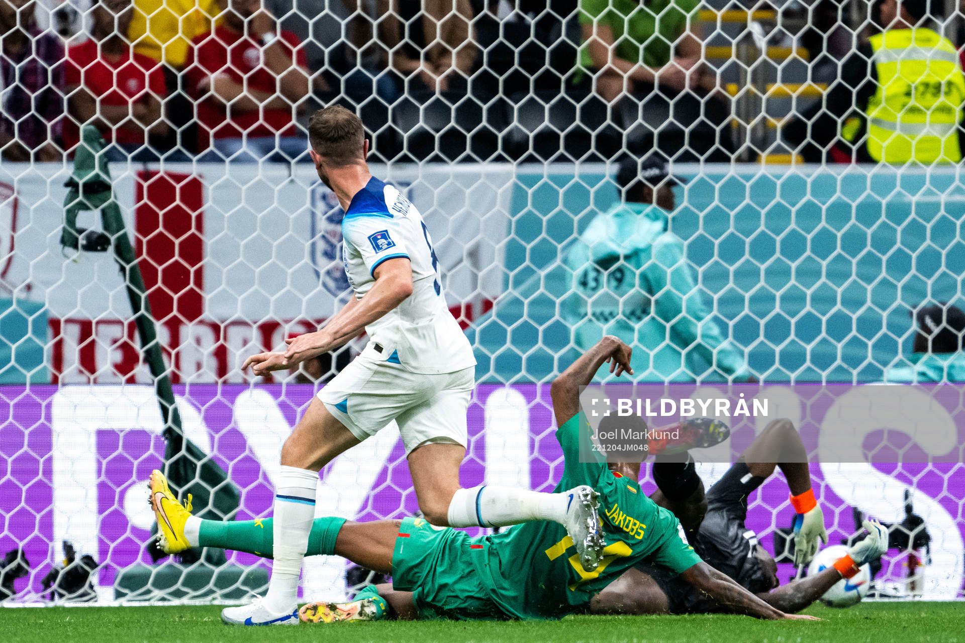 Jordan Henderson of England scores 1-0 behind Ismail Jakobs