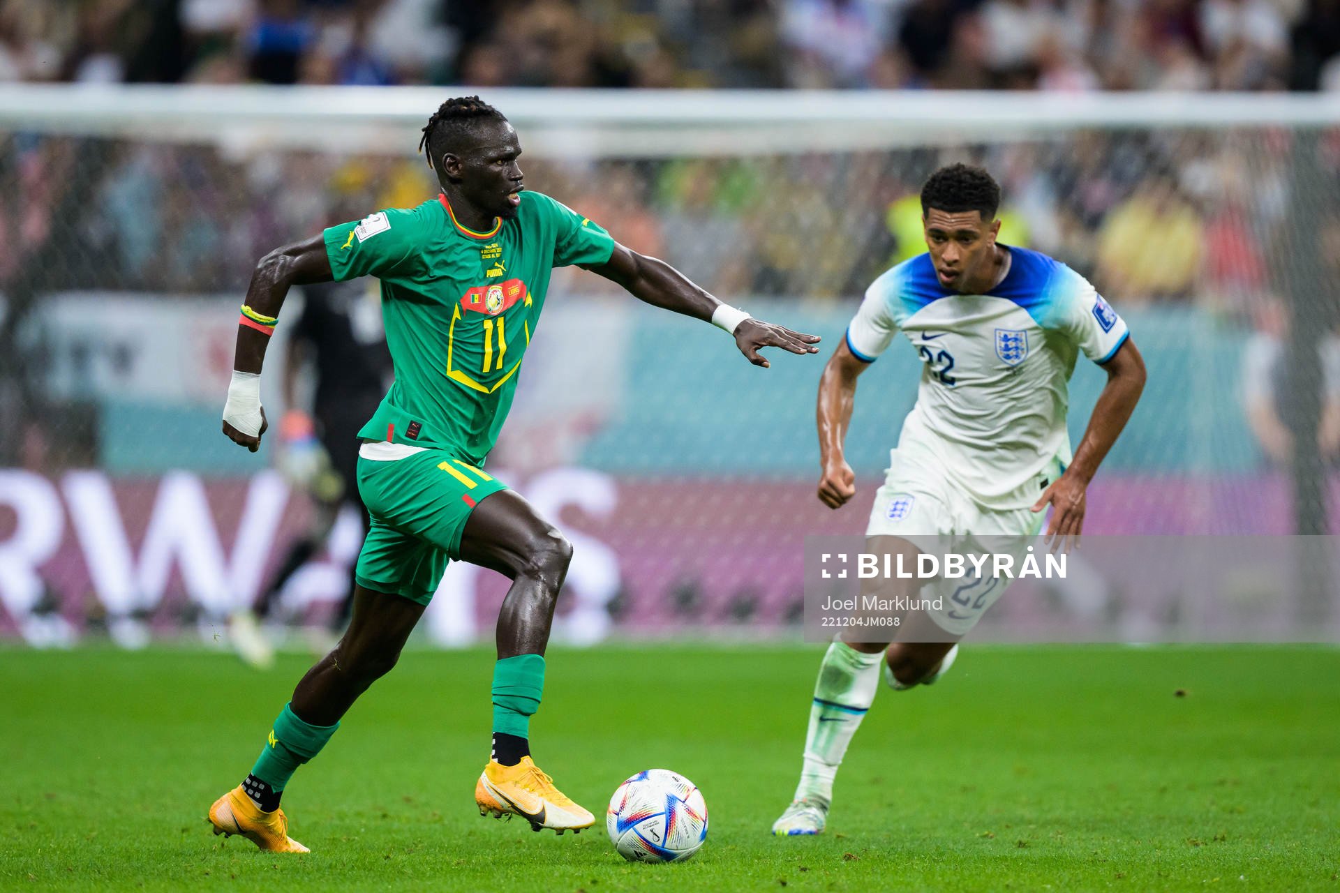 Pathe Ciss of Senegal and Jude Bellingham of England